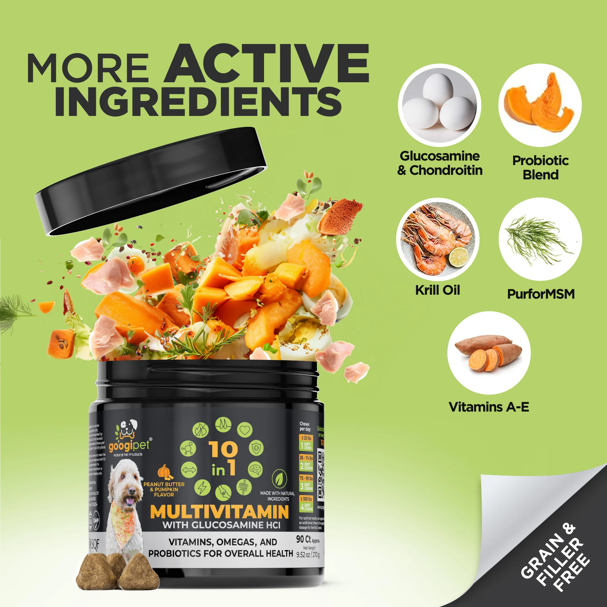 Googipet 10 in 1 Multivitamin Chews for Dogs (Peanut Butter & Pumpkin Flavor) - Image 4