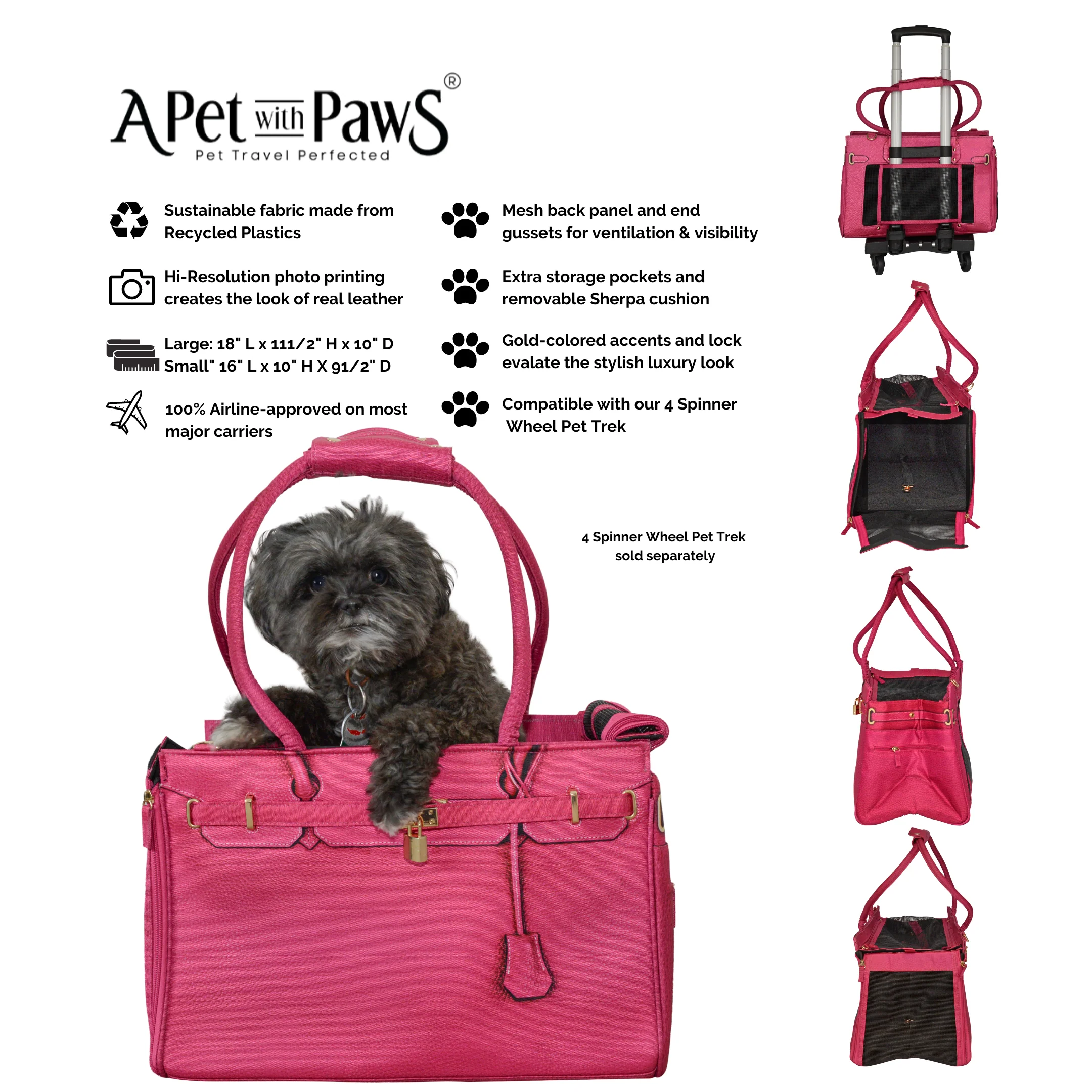 A Pet with Paws® Madison Carrier With Pet Trek Wheelbase - Image 14