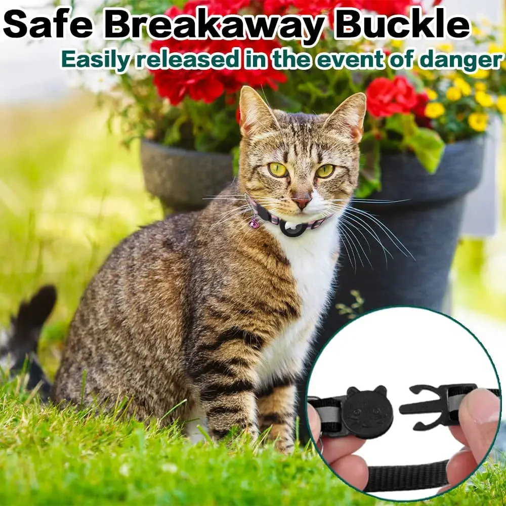 AirTag Cat Collar – Reflective Breakaway Kitten Collar w/ Holder & Bell - Image 3