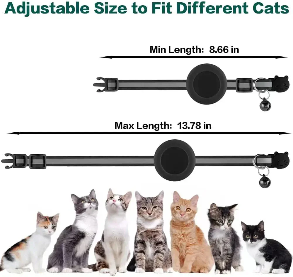 AirTag Cat Collar – Reflective Breakaway Kitten Collar w/ Holder & Bell - Image 6