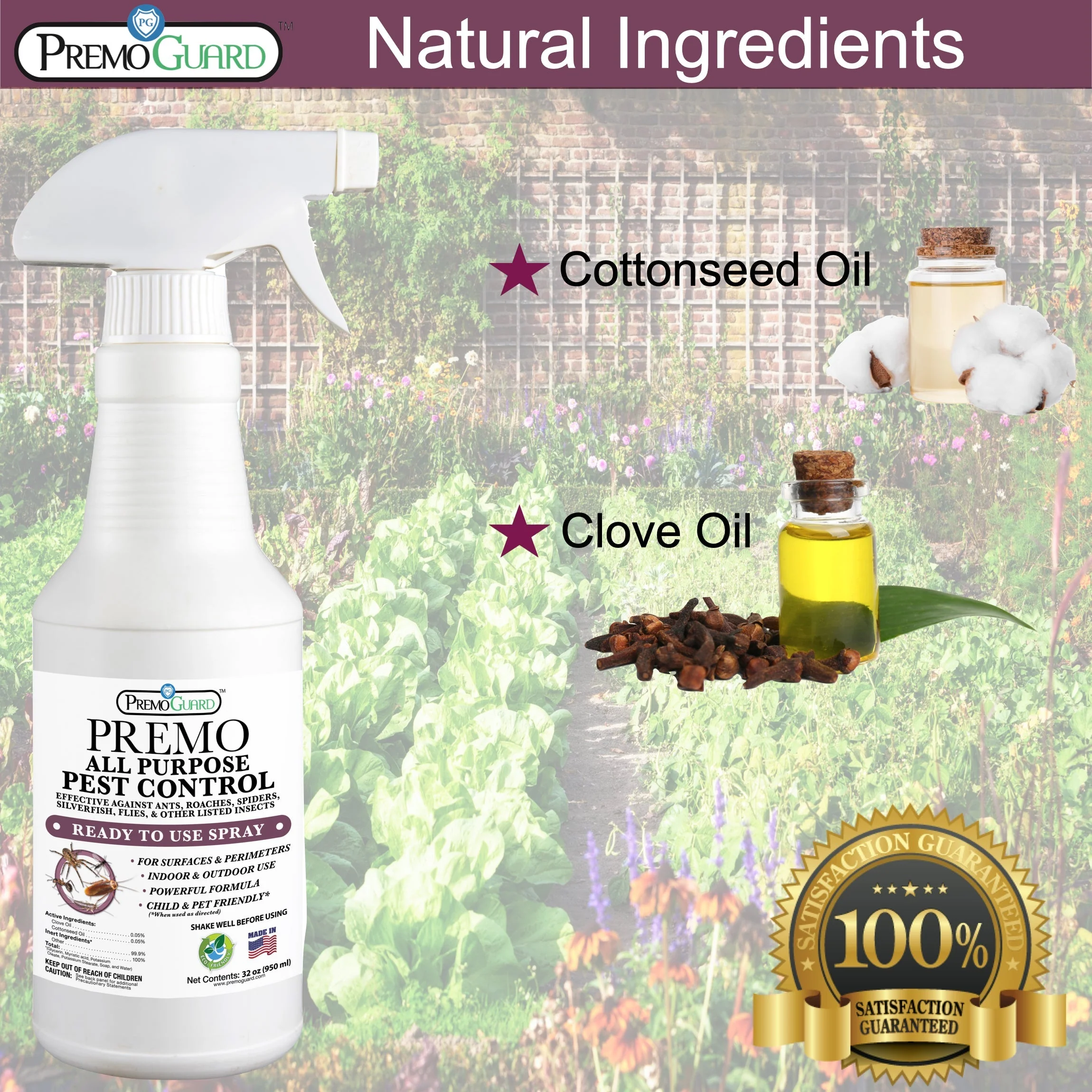 All Purpose Pest Control Spray - 32 oz -Plant Based All Natural Non-Toxic - By Premo Guard - Image 3