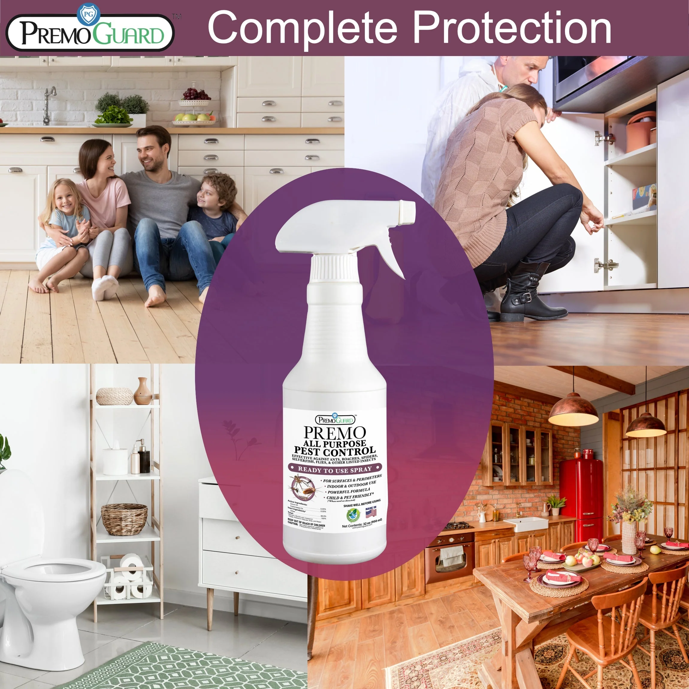 All Purpose Pest Control Spray - 32 oz -Plant Based All Natural Non-Toxic - By Premo Guard - Image 6