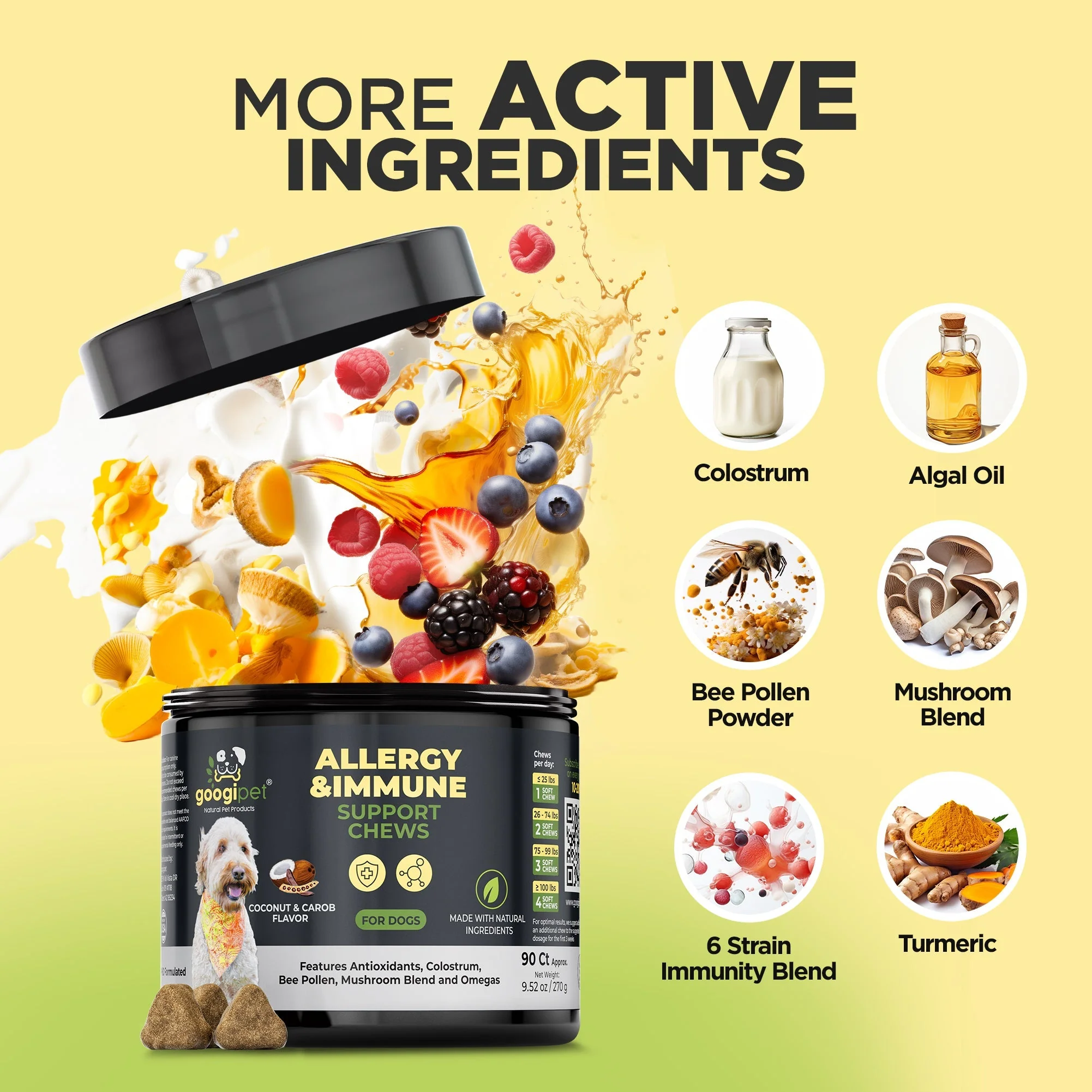 Googipet Allergy & Immune Support Chews for Dogs (Coconut & Carob Flavor) - Image 4