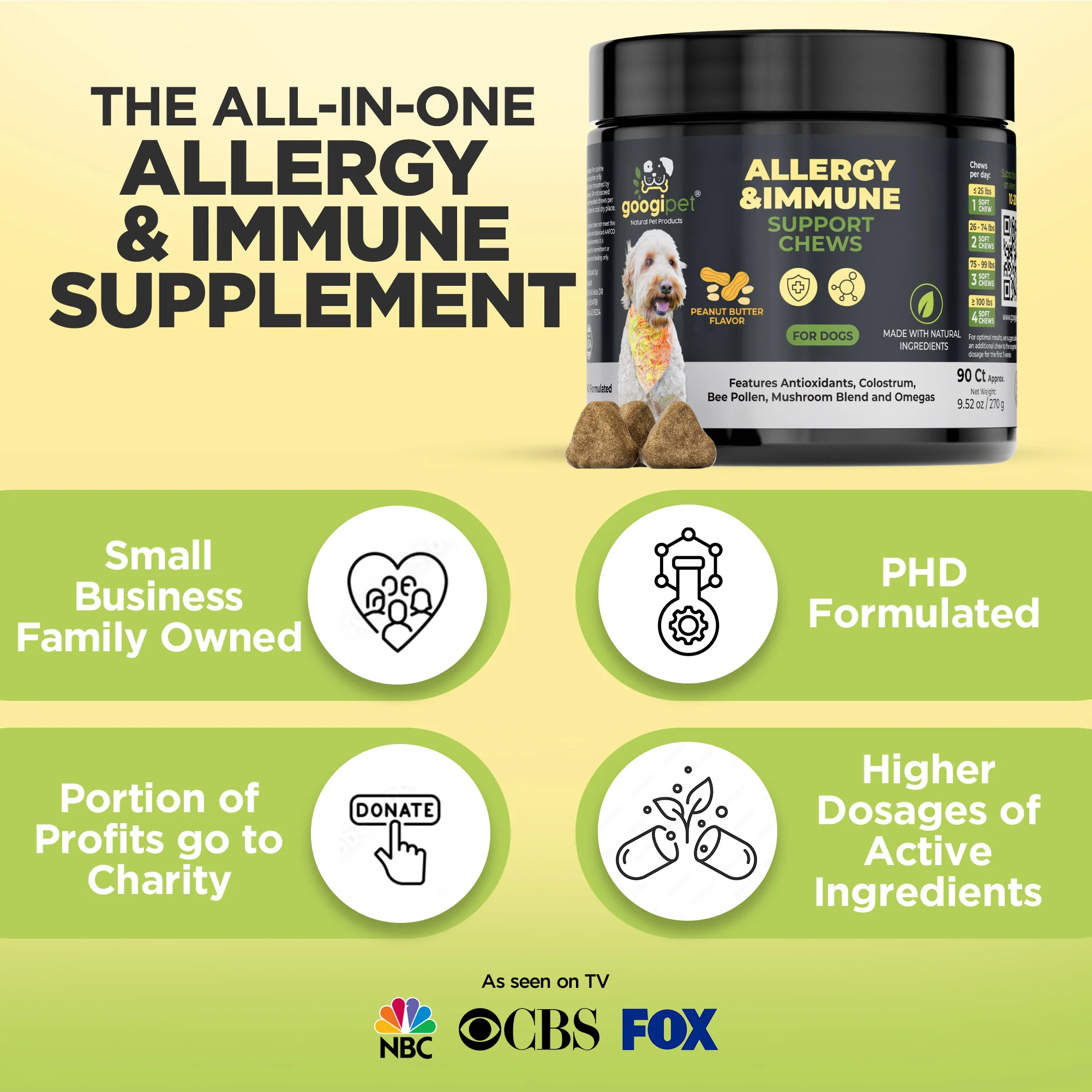 Googipet Allergy & Immune Support Chews for Dogs (Peanut Butter Flavor) - Image 6
