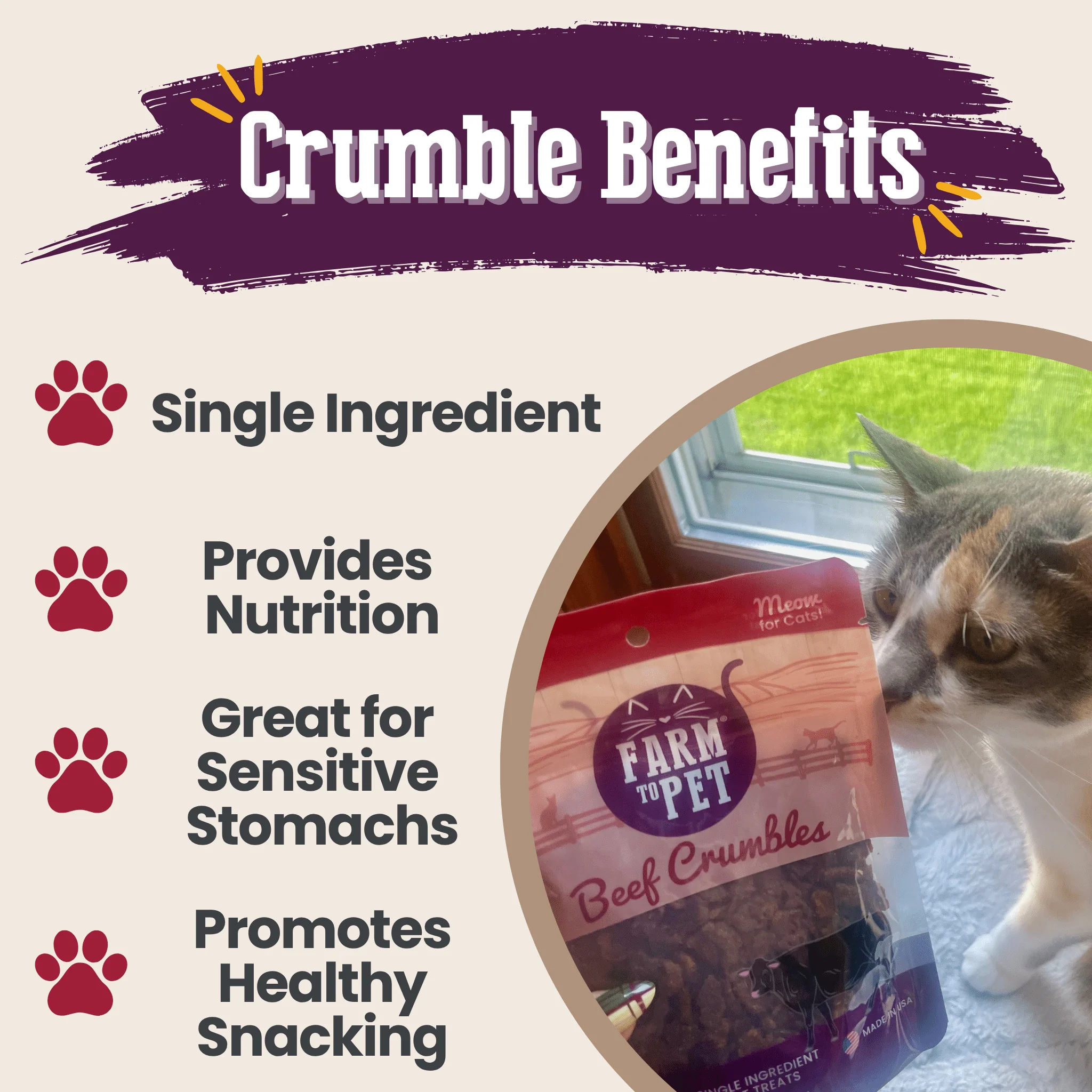 Beef Crumbles for Cats | 100% Protein Cat Treats - Image 3