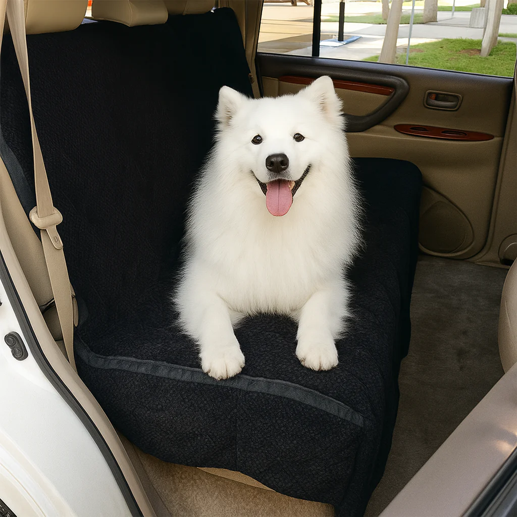 Formosa Covers Car Seat Bench Cover For Dogs and Pets Black Micro Velvet