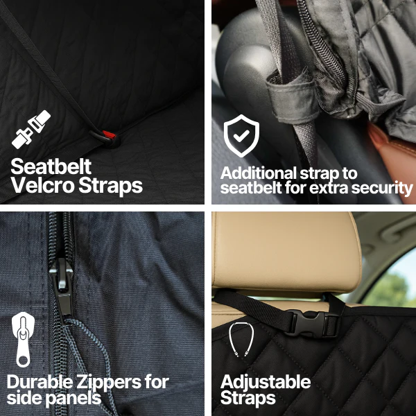 Formosa Covers Car Seat Hammock Cover with Non-Slip Fabric for Dogs and Pets Black - Image 3