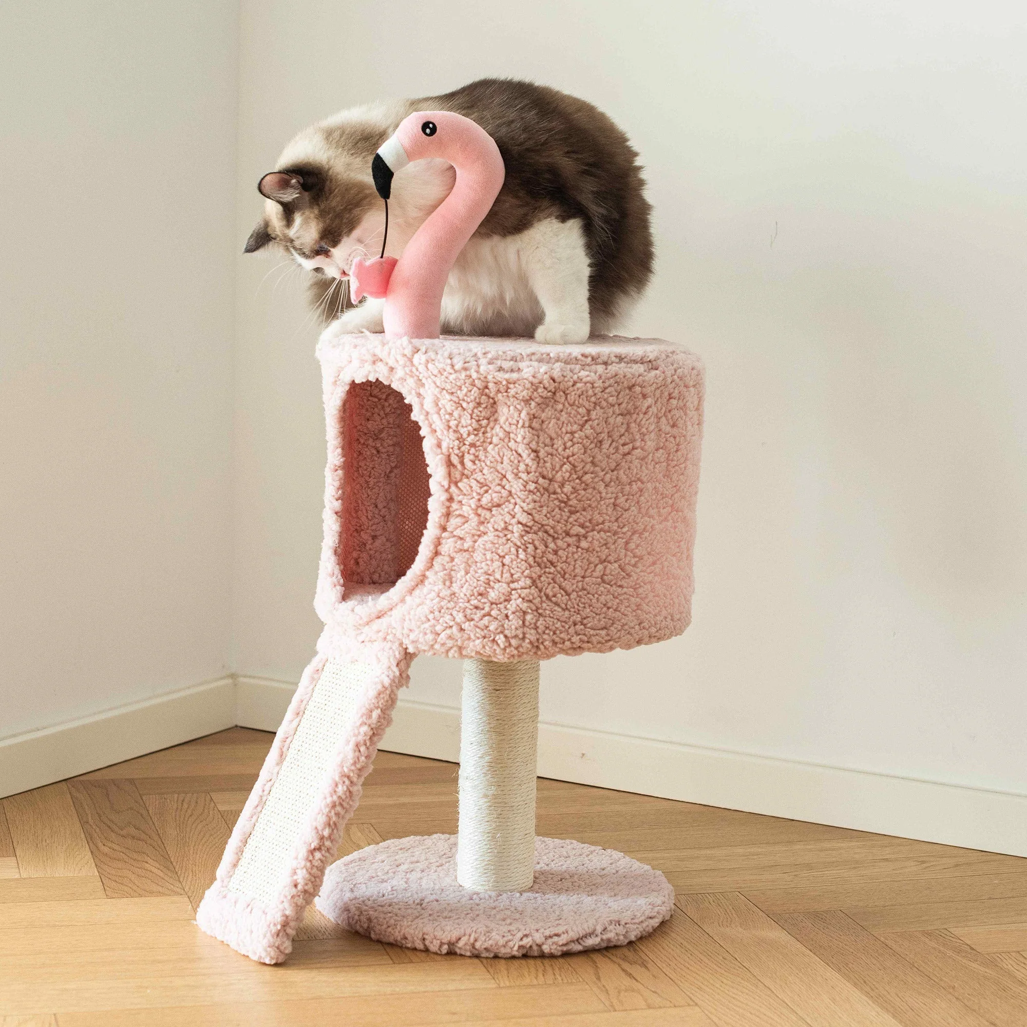 Catry Flamingo Cat Tree with Scratching Ramp - Image 3