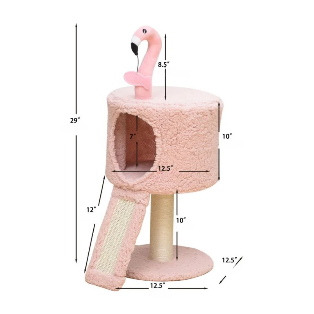 Catry Flamingo Cat Tree with Scratching Ramp - Image 8