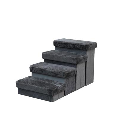PetPals Sturdy & Plush Design Pet Stairs, Senior Mobility Aid Pet Steps - 4-Lvl Charcoal Pet Stairs - Image 6