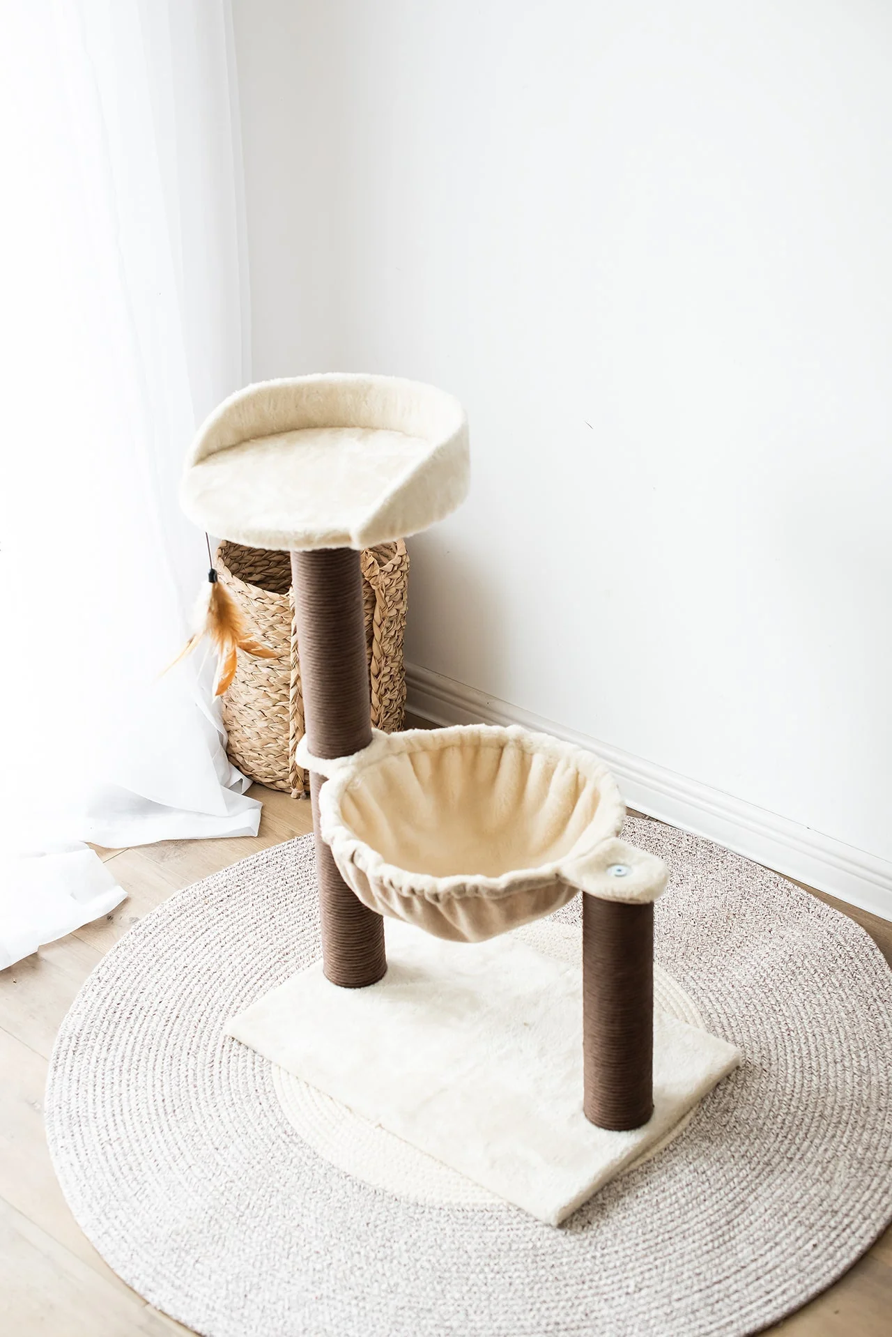 Catry Natural Cozy 3-level Cat Tree with Hammock - Image 3