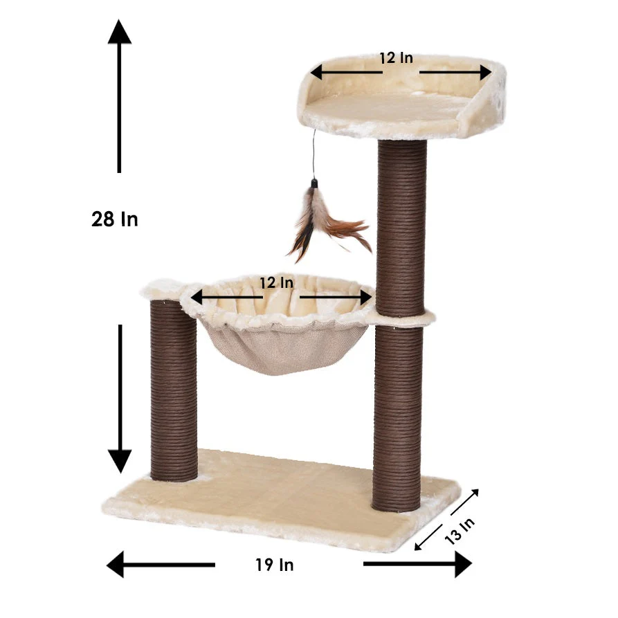 Catry Natural Cozy 3-level Cat Tree with Hammock - Image 4