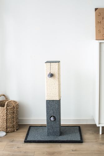 Catry Natural Minimalist Cat Tree Cat Scratching Post with Natural Sisal Rope and Toys - Image 4