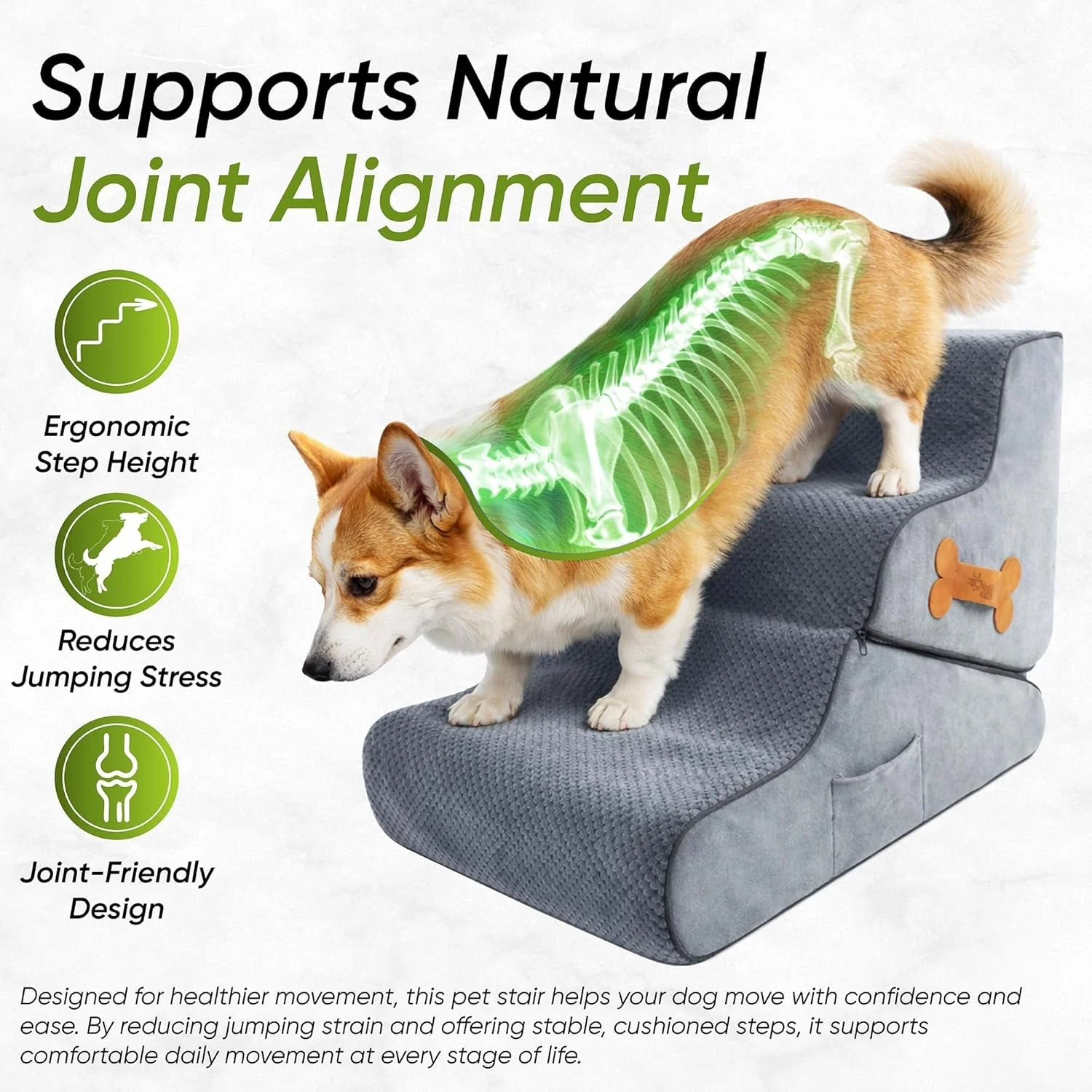 Dog Ramp for Bed Foldable 2 in 1 Stairs Foam Non Slip Pet Steps - Image 3