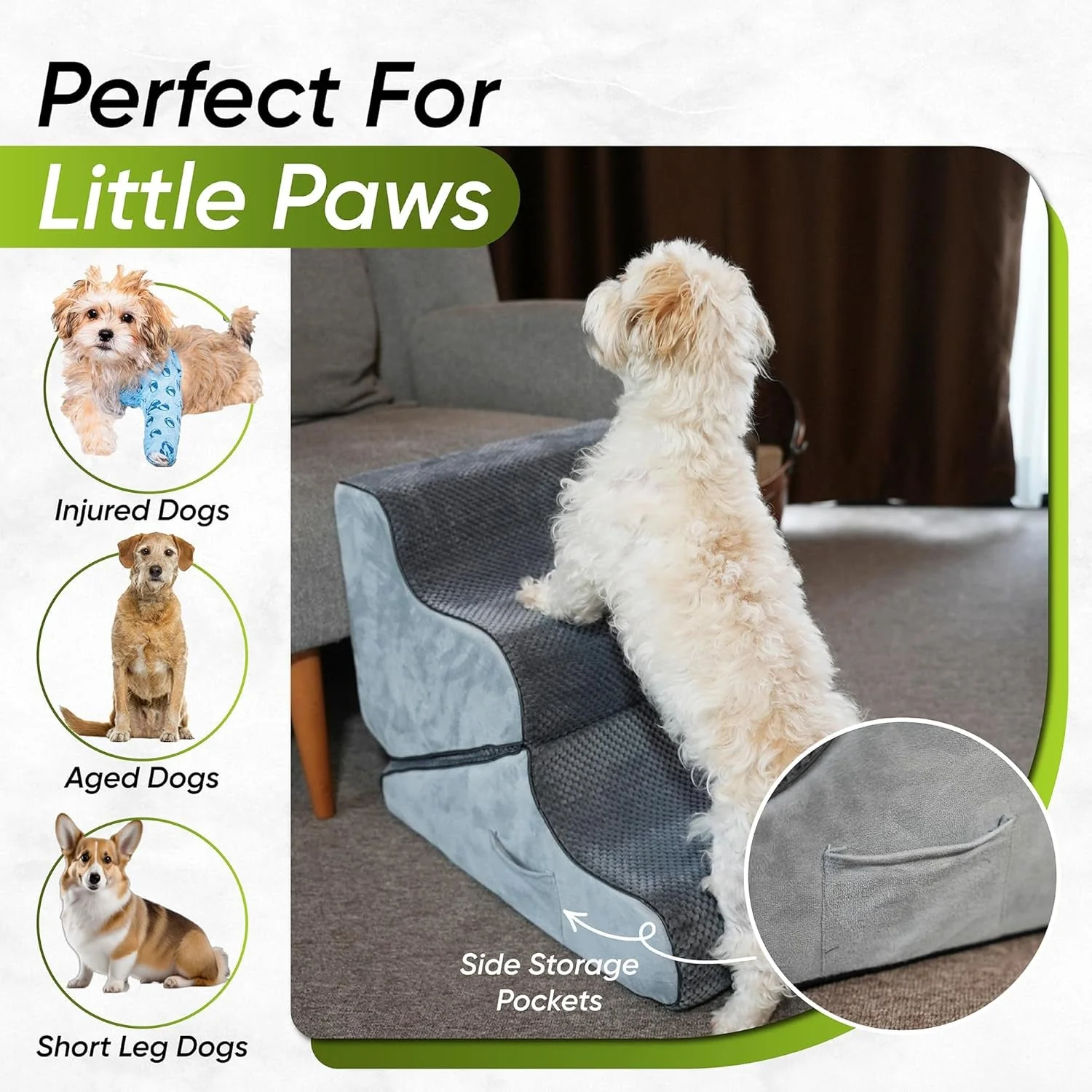 Dog Ramp for Bed Foldable 2 in 1 Stairs Foam Non Slip Pet Steps - Image 5