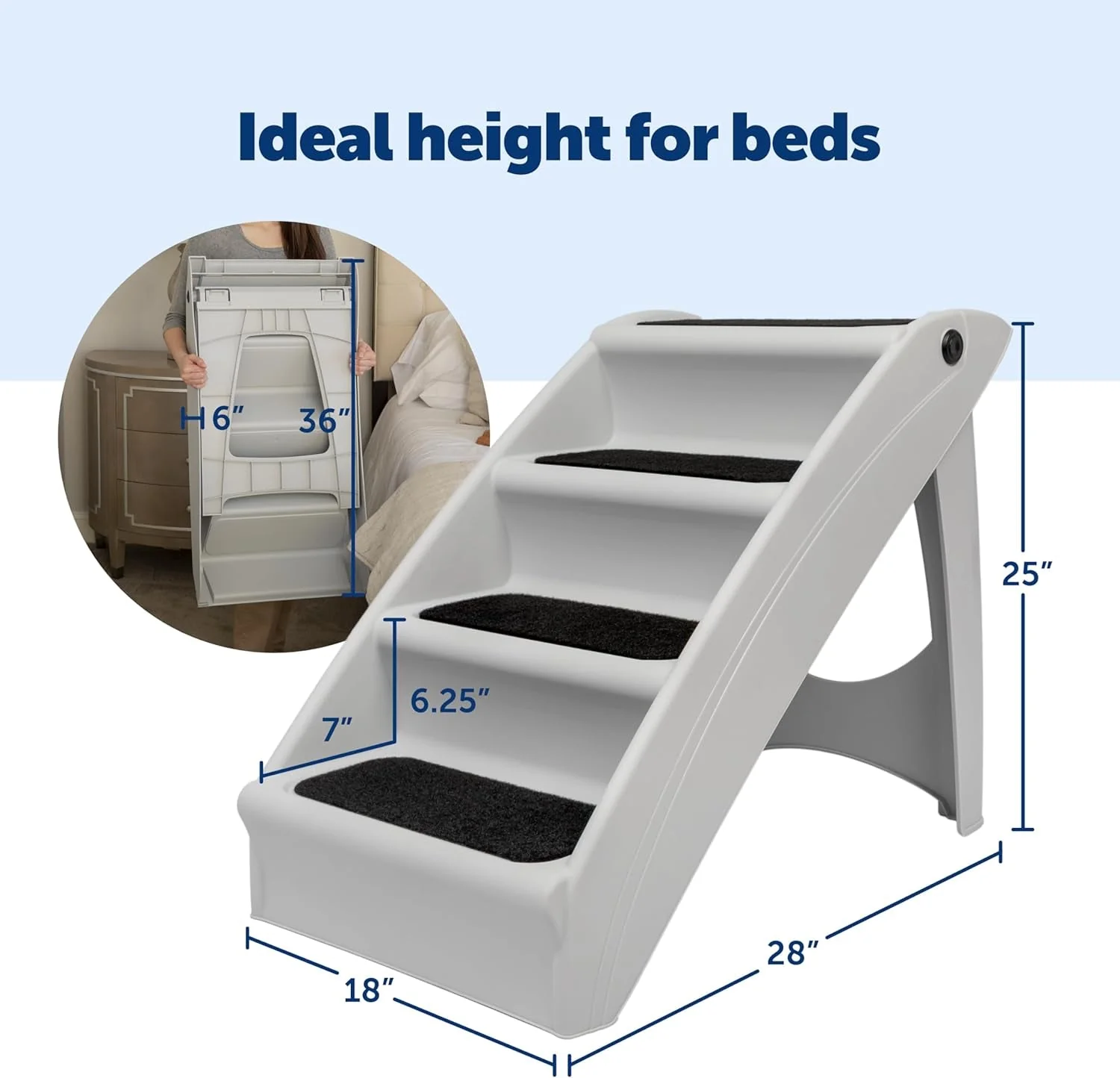 Dog Stairs for Bed Foldable Pet Steps Non Slip Portable 20 25 Inch - Image 3