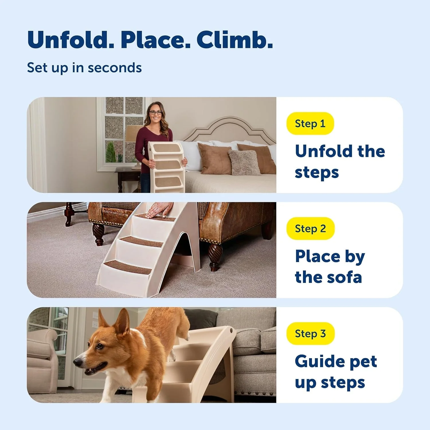Dog Stairs for Bed Foldable Pet Steps Non Slip Portable 20 25 Inch - Image 6
