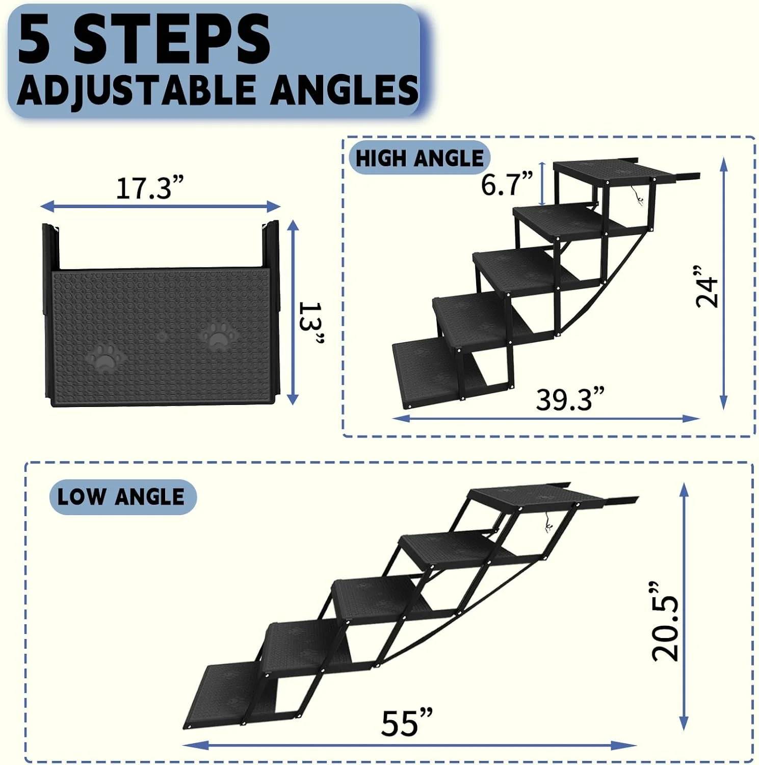 Dog Stairs for Car Foldable Pet Steps Heavy Duty Large Dogs 5 Step - Image 8