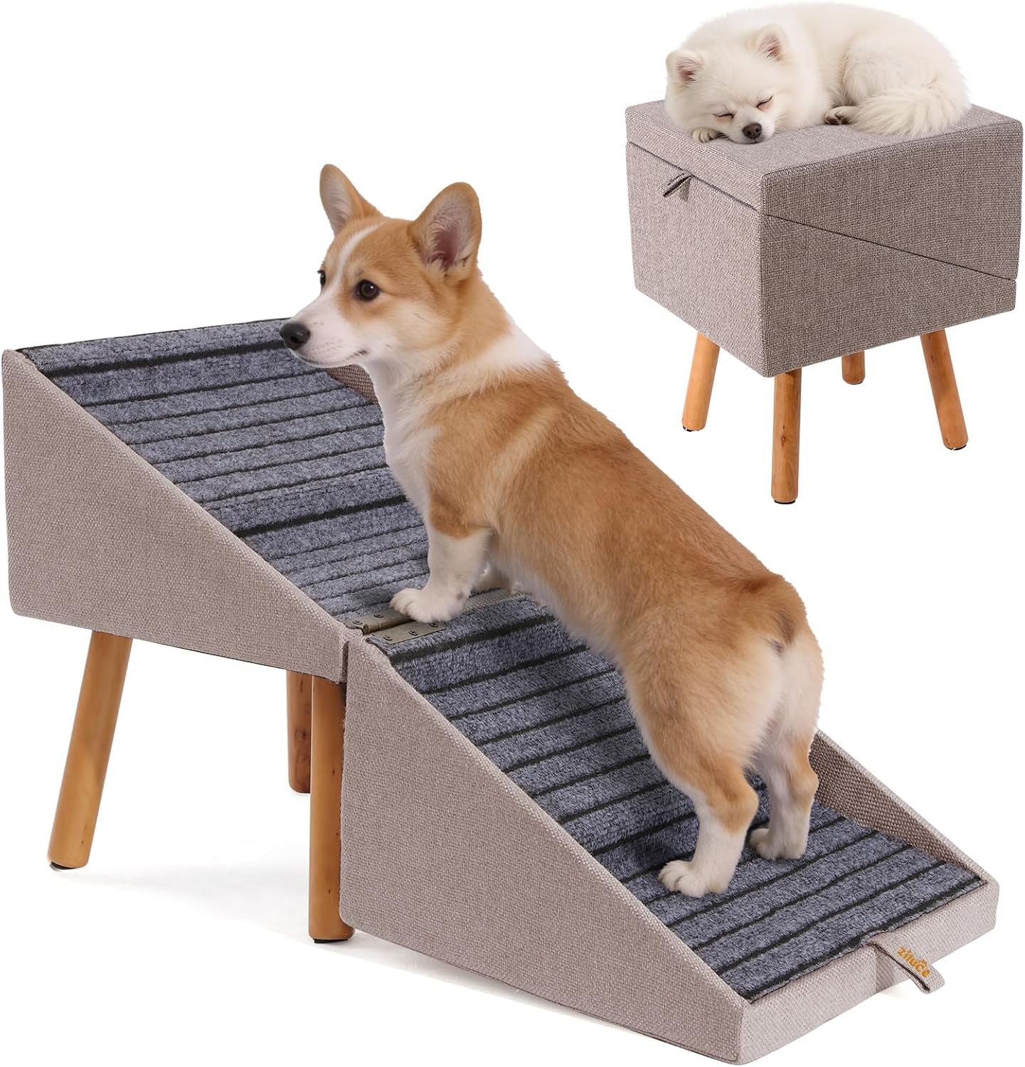 Dog Stairs for Couch 2 in 1 Foldable Pet Steps Ottoman Non Slip - Image 10