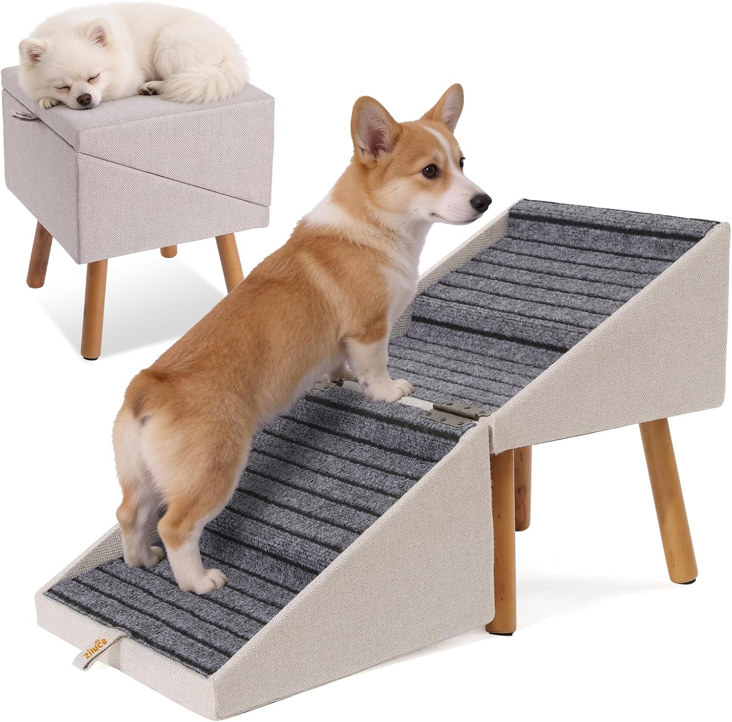 Dog Stairs for Couch 2 in 1 Foldable Pet Steps Ottoman Non Slip - Image 8