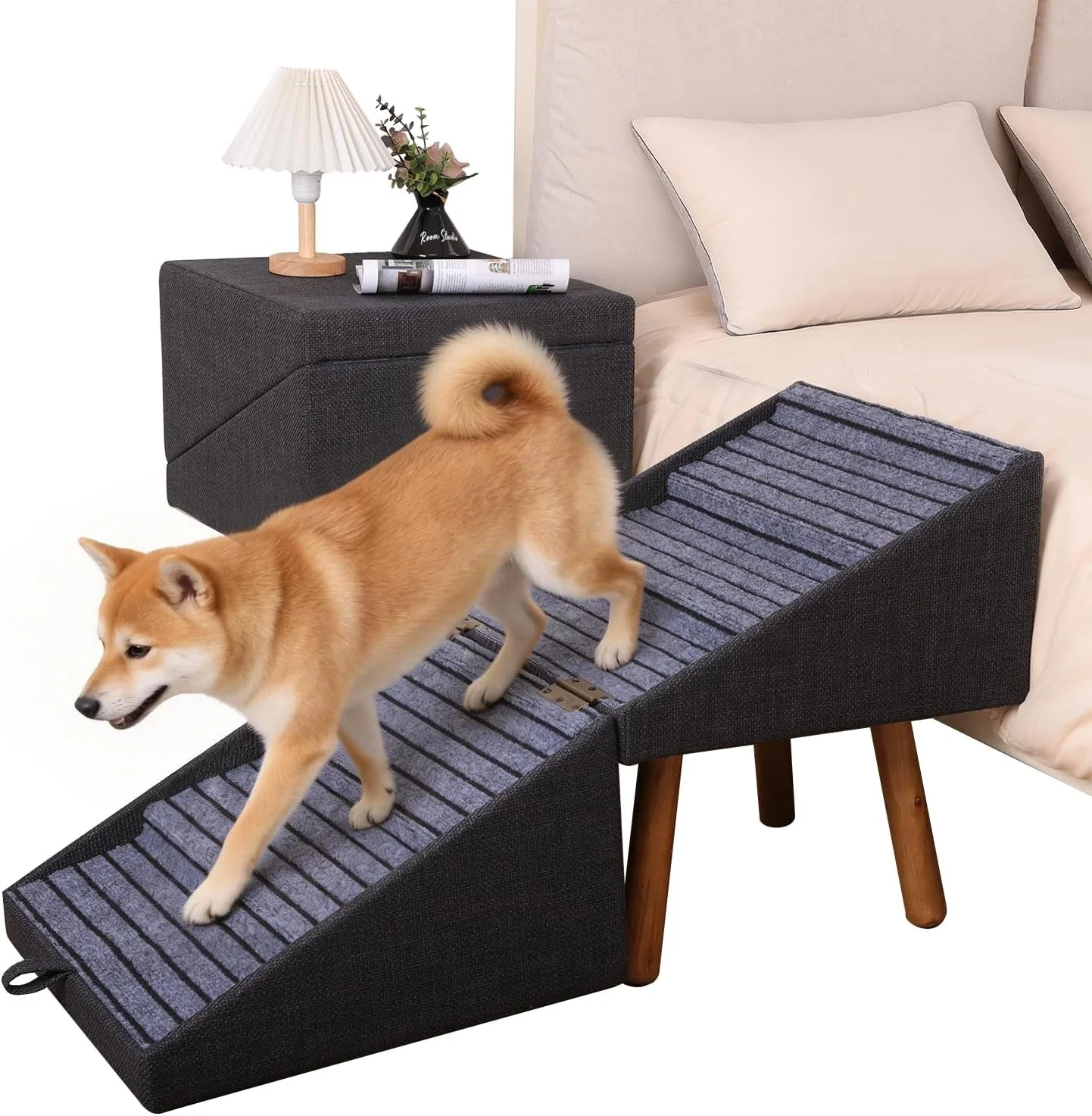 Dog Stairs for Couch 2 in 1 Foldable Pet Steps Ottoman Non Slip - Image 9