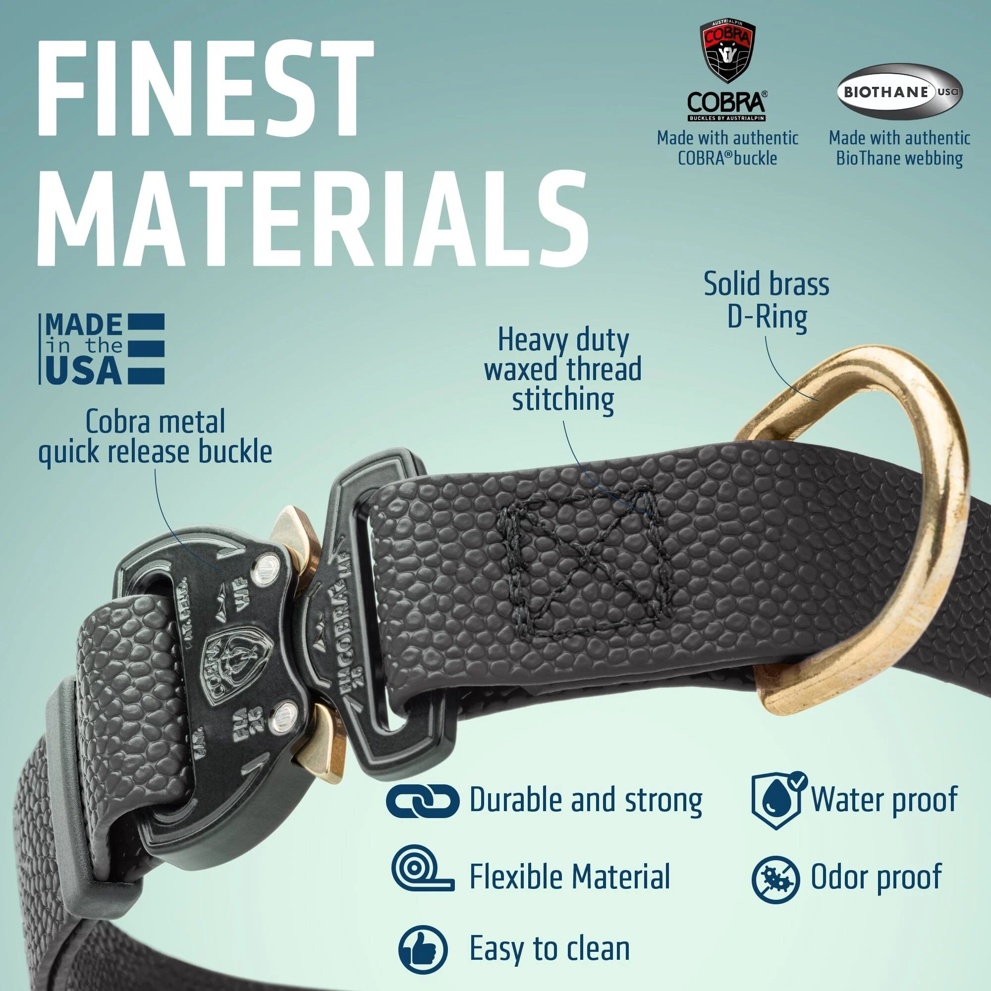 Dogline Pebble Emboss BioThane Dog Collar with Heavy Duty Cobra Buckle - Image 6