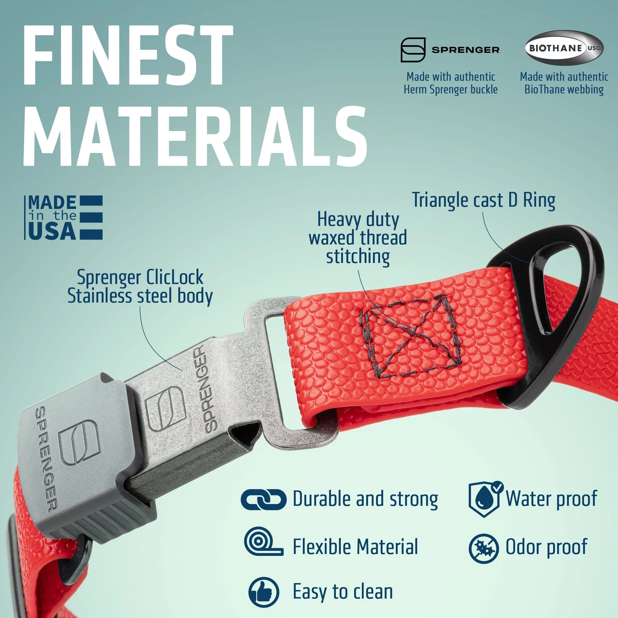 Dogline Pebble Emboss Biothane Dog Collar with Herm Sprenger Stainless Steel ClicLock Buckle - Image 6