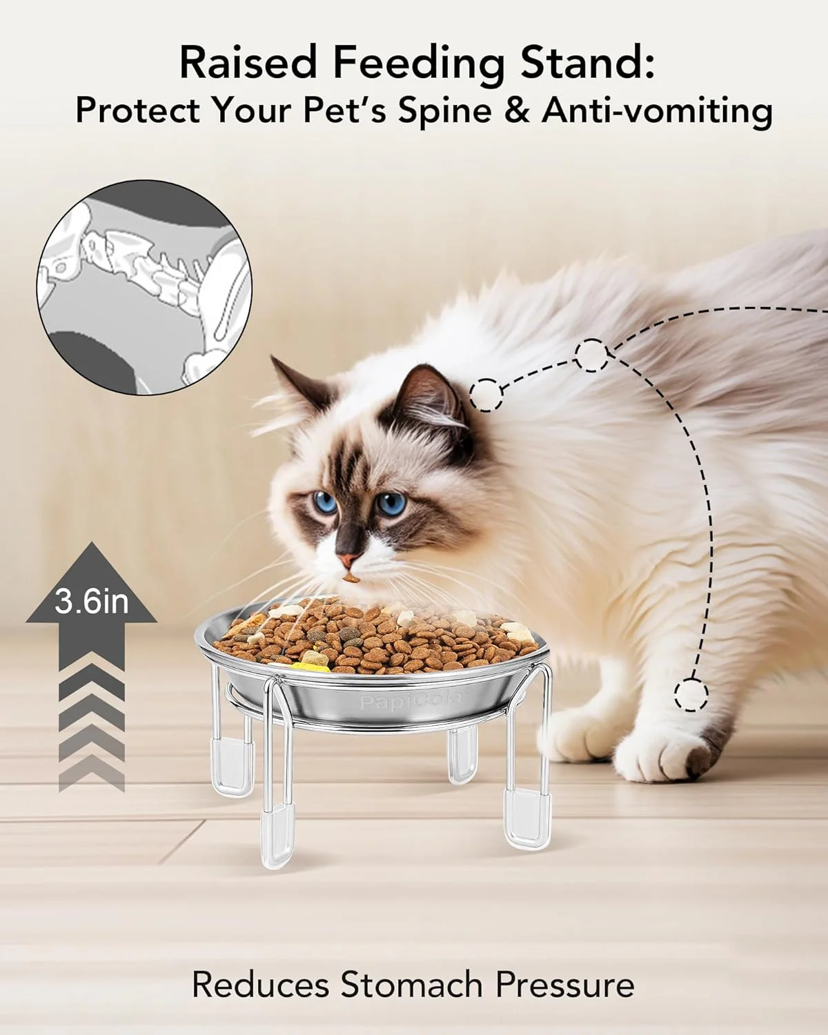 Elevated Cat Bowls Stainless Steel Raised Anti Vomit Small Dog 2/3 Pack - Image 7