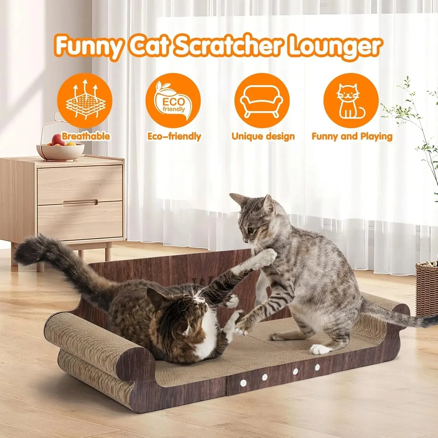 Extra Large Cat Scratcher Bed, 32” Cardboard Cat Couch & Lounger - Image 5