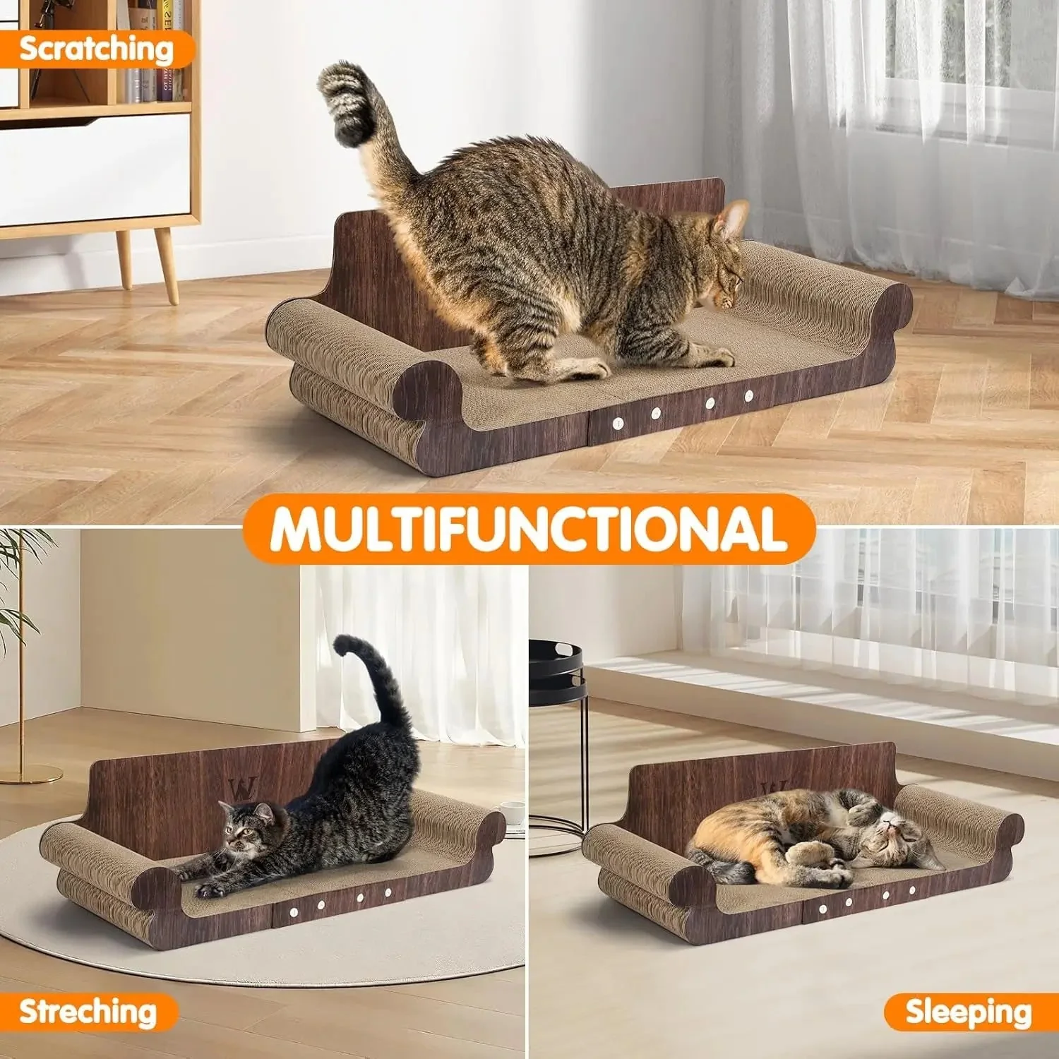 Extra Large Cat Scratcher Bed, 32” Cardboard Cat Couch & Lounger - Image 6