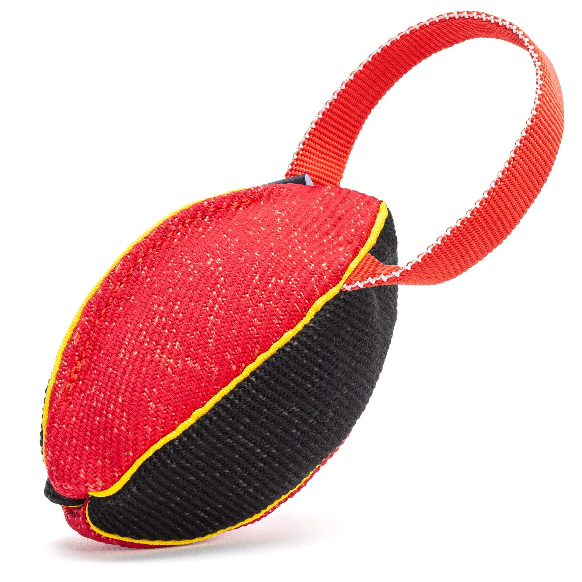 FDT Multi-Color French Linen Football Tug Toy - with Squeaker OR with Handle - Image 2