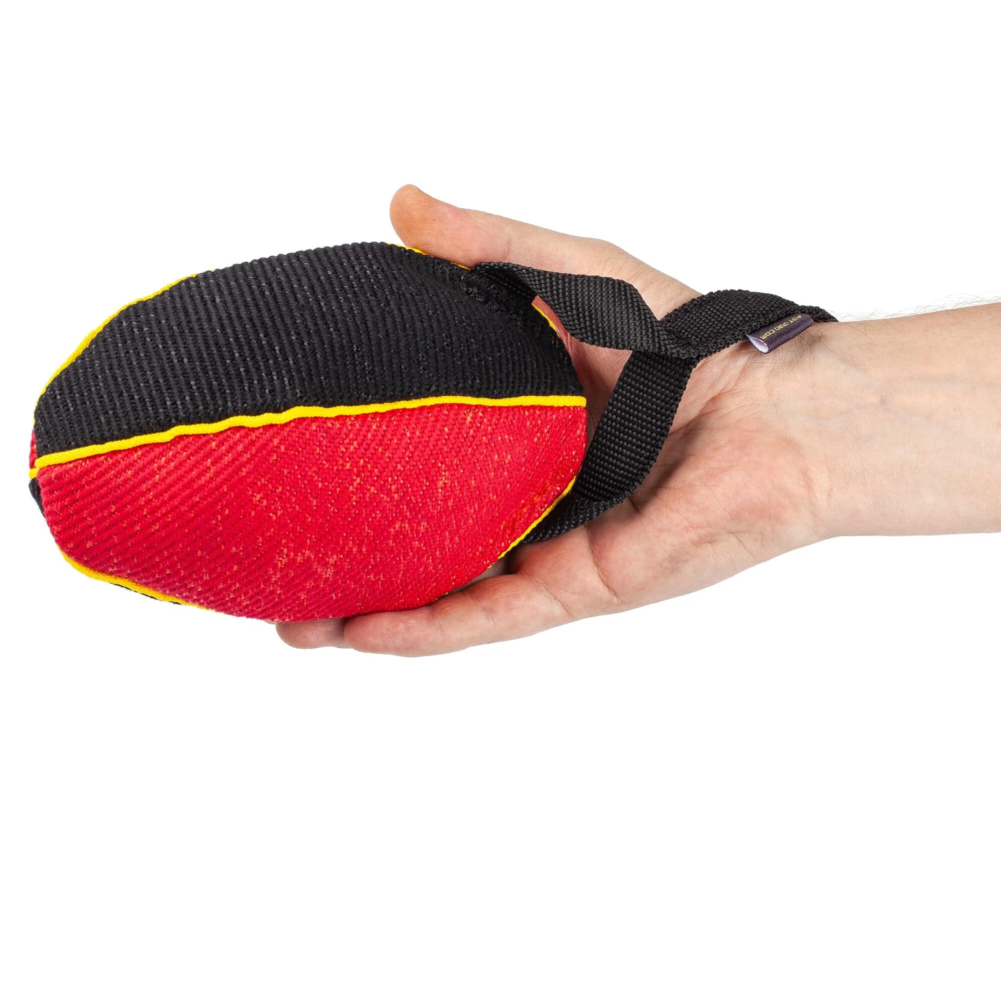 FDT Multi-Color French Linen Football Tug Toy - with Squeaker OR with Handle - Image 5