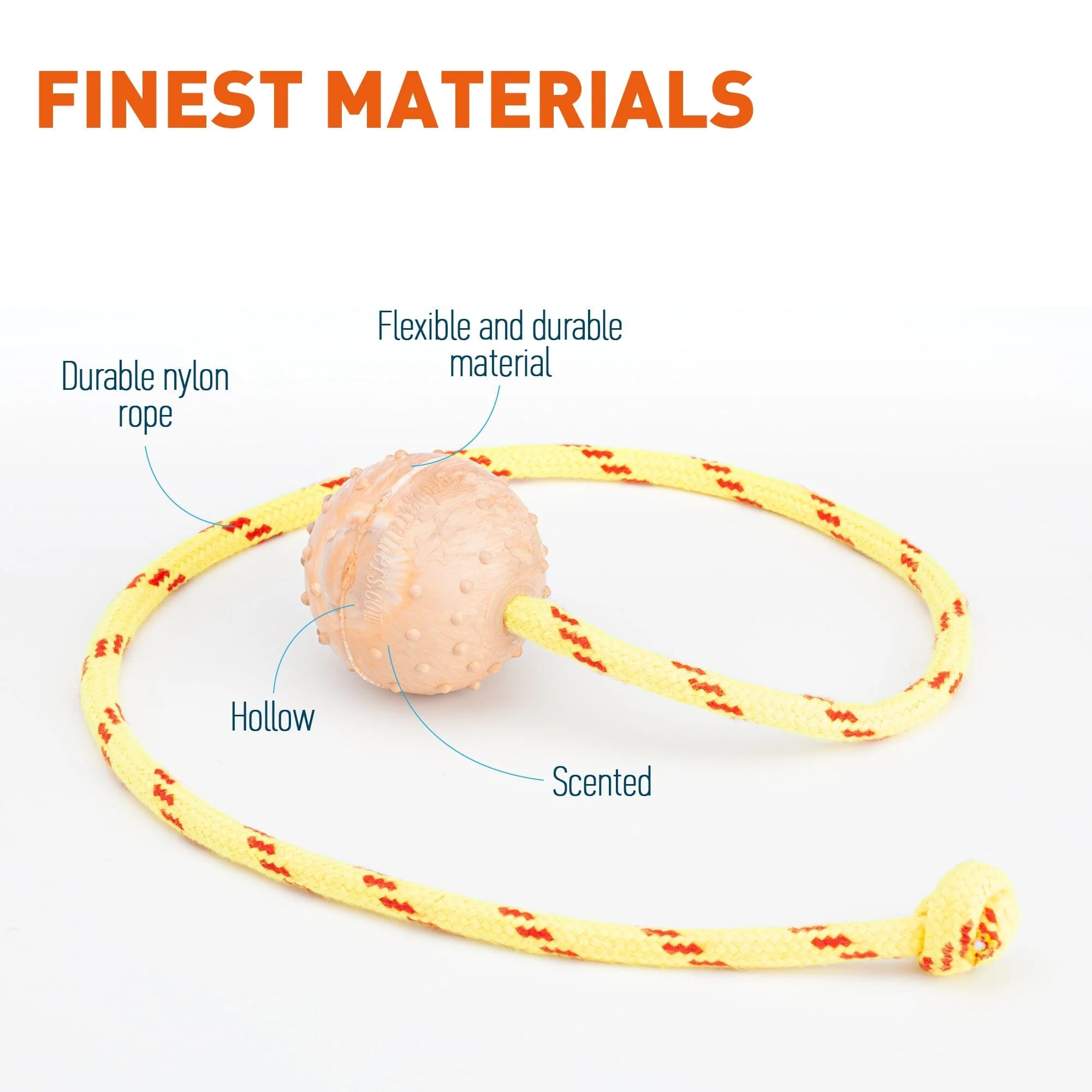 FDT Rubber Dog Ball on Rope, Small - Diameter 2" (5 cm) - Image 5