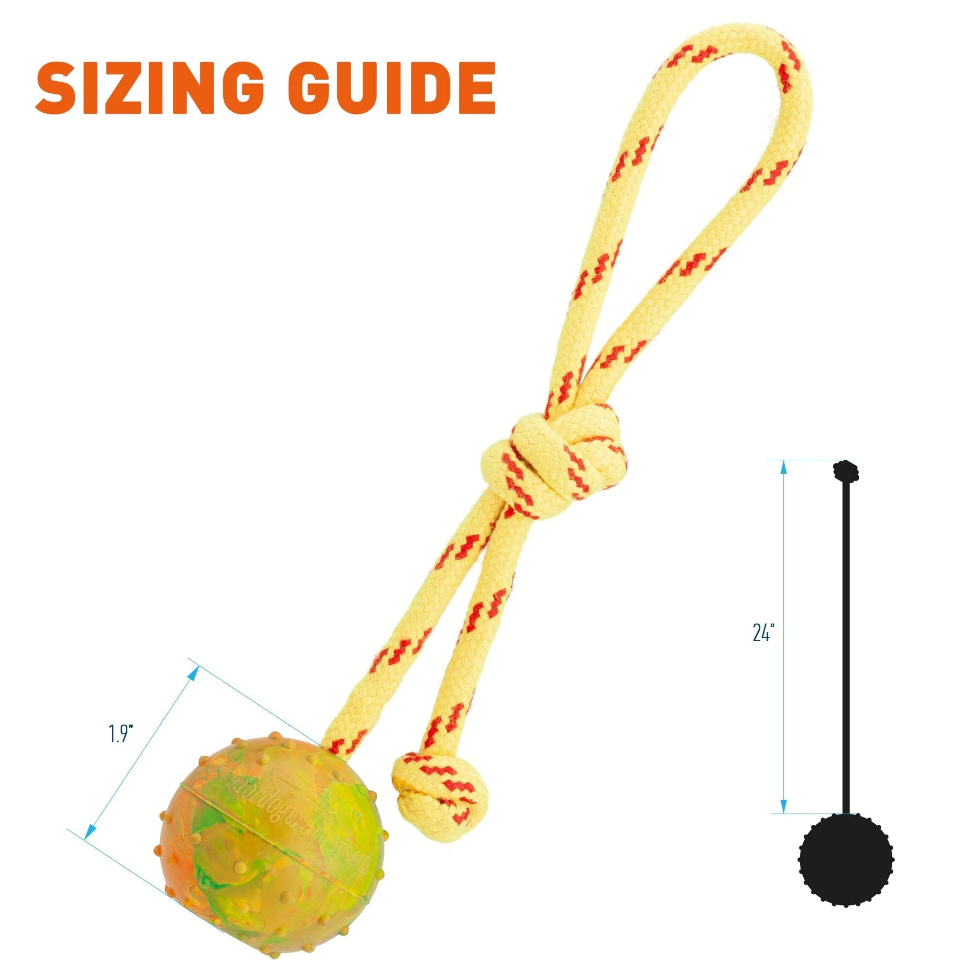 FDT Rubber Dog Ball on Rope, Small - Diameter 2" (5 cm) - Image 6