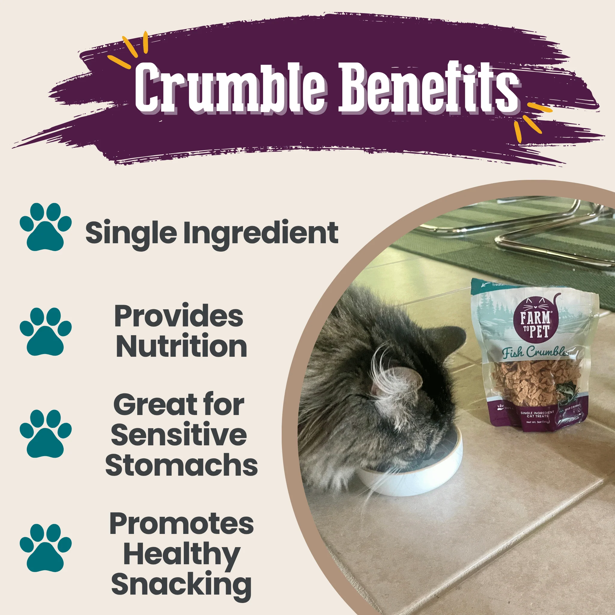 Fish Crumbles for Cats | 100% Protein Cat Treats - Image 3
