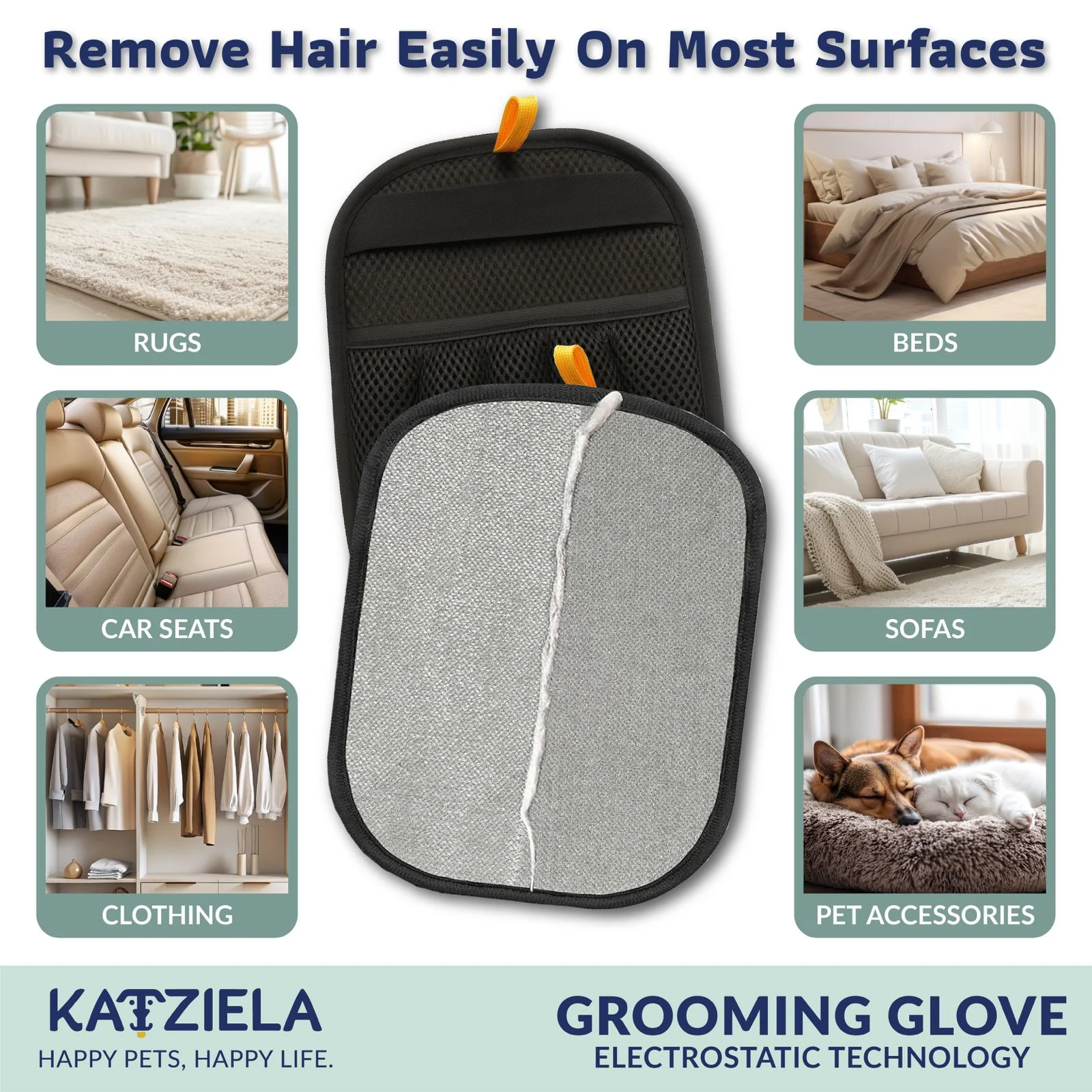 FurTidy Glove by Katziela – Pet Hair Remover Glove for Dogs & Cats, Reusable Electrostatic Grooming Mitt for Furniture, Clothing, Carpet & Car Seats – Washable & Eco-Friendly Deshedding Tool - Image 5