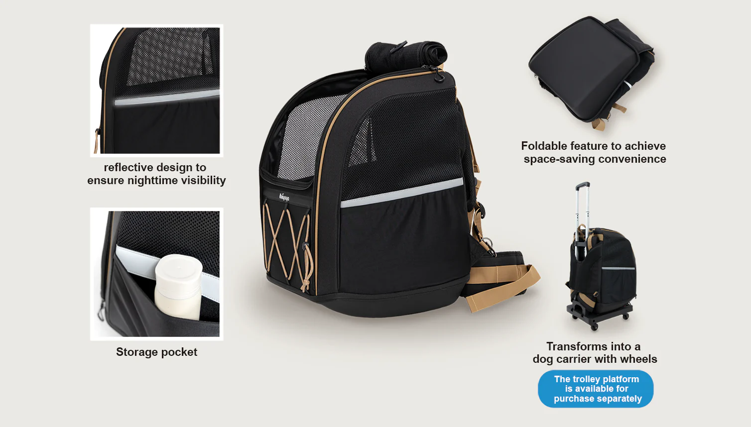 Ibiyaya Champion Large Dog/Cat Carrier Backpack with Window 3-in-1 Travel Backpack & Car Seat Booster - Image 4
