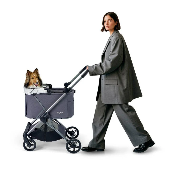 Ibiyaya Maxi Deep Carriage Pet Stroller with Puncture-Free Rubber Wheels, Lightweight and Collapsible - Image 18