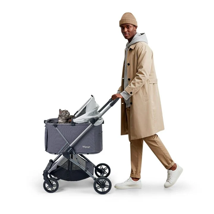 Ibiyaya Maxi Deep Carriage Pet Stroller with Puncture-Free Rubber Wheels, Lightweight and Collapsible - Image 19