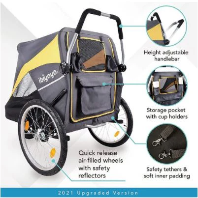 Ibiyaya Hercules Heavy-Duty Pro Pet Stroller-Bike Trailer, 3-Wheel Foldable Jogging, Hiking, All-Terrain Extra-Large Dog Stroller - Image 4