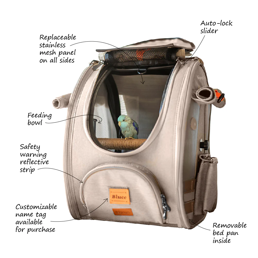 Ibiyaya BirdTricks TrackPack for Birds, Patented Bird Carrier Backpack with Perch, Airline Approved - Image 4