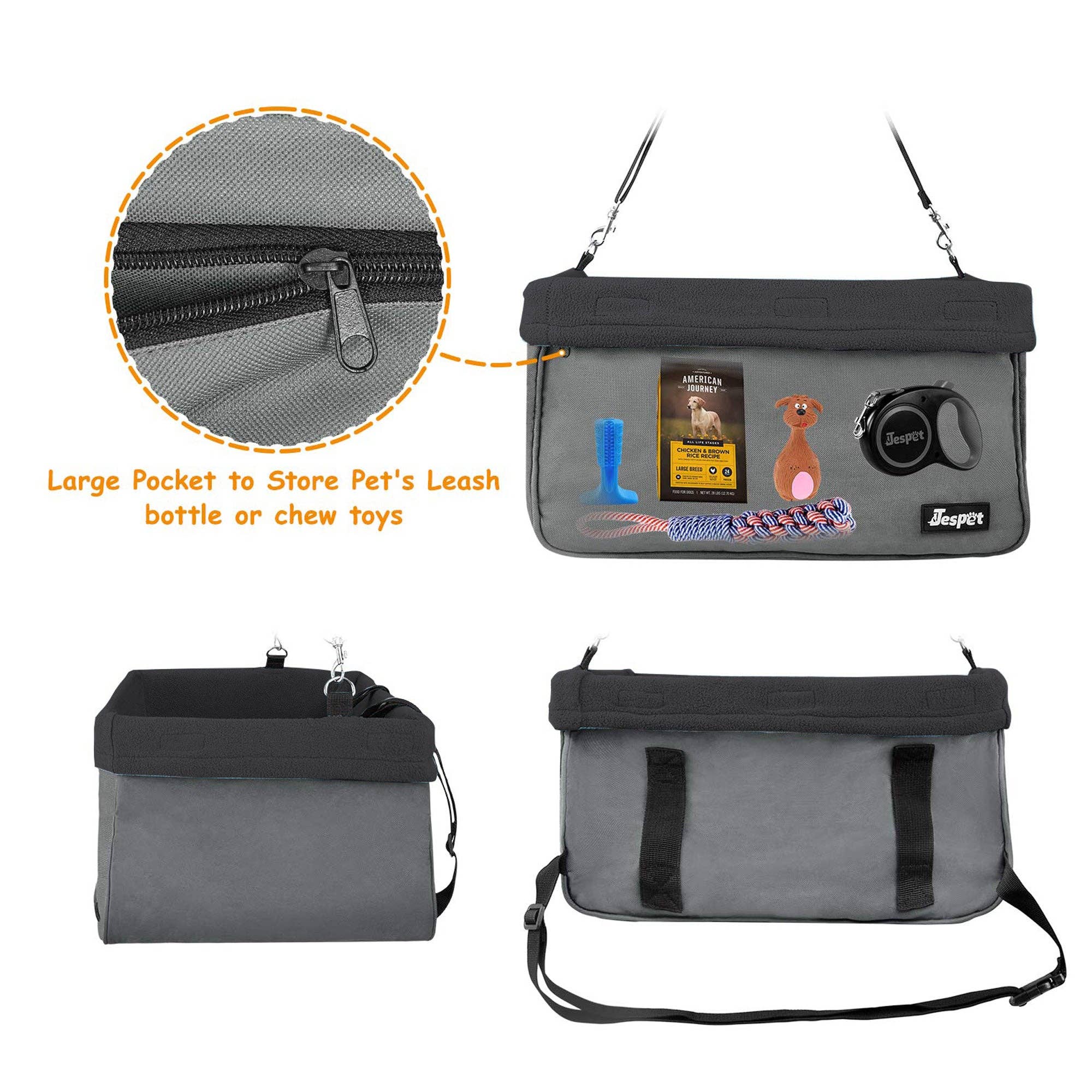 Jespet Pet Travel Safety Booster Dog Car Seat with Seat Belt - Image 4