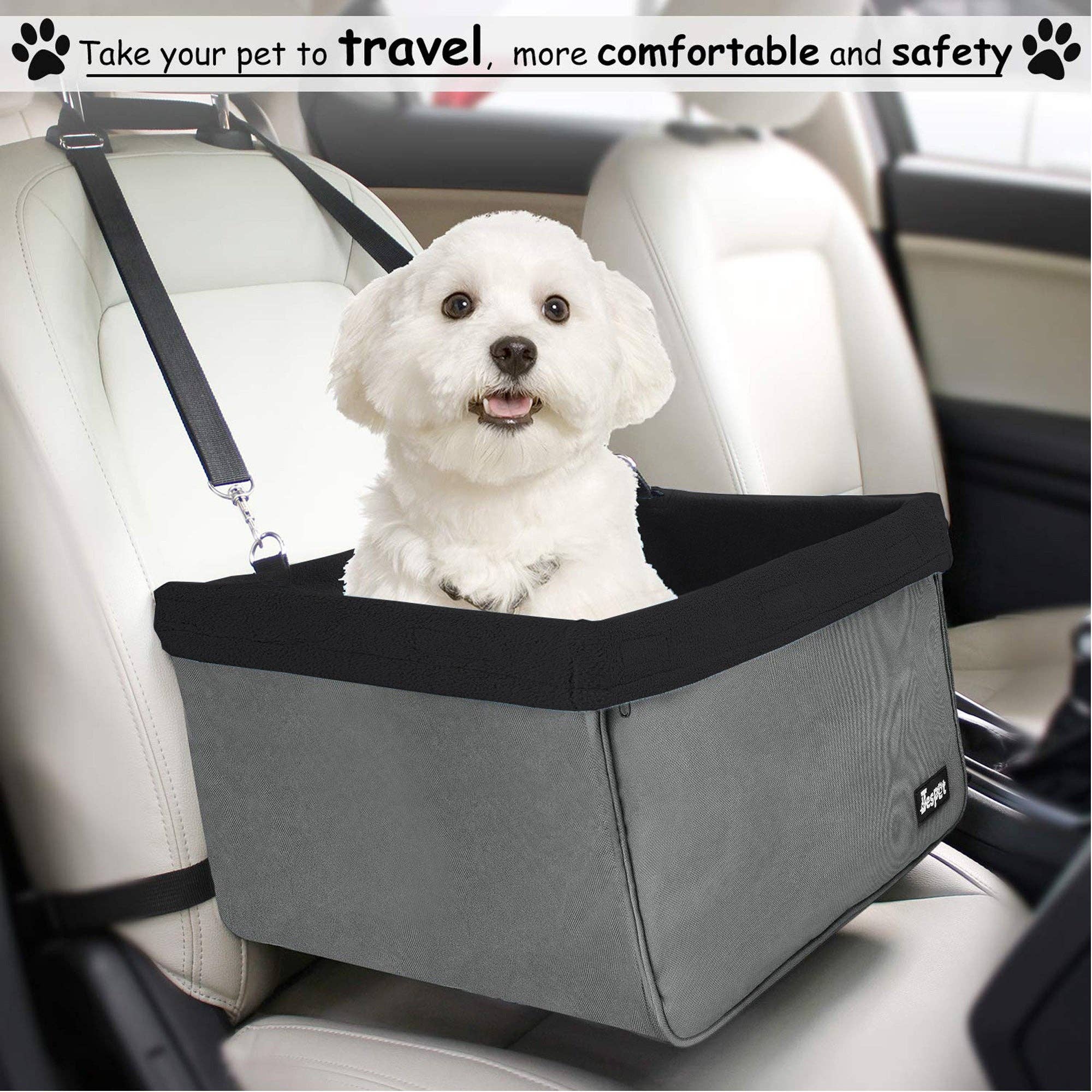 Jespet Pet Travel Safety Booster Dog Car Seat with Seat Belt - Image 6