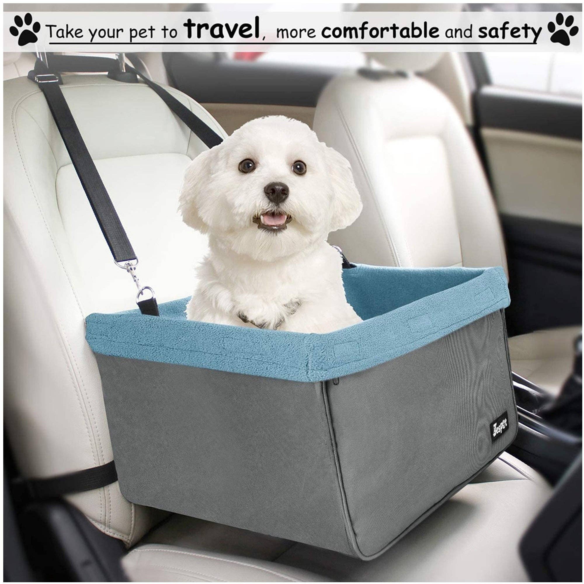 Jespet Pet Travel Safety Booster Dog Car Seat with Seat Belt - Image 7