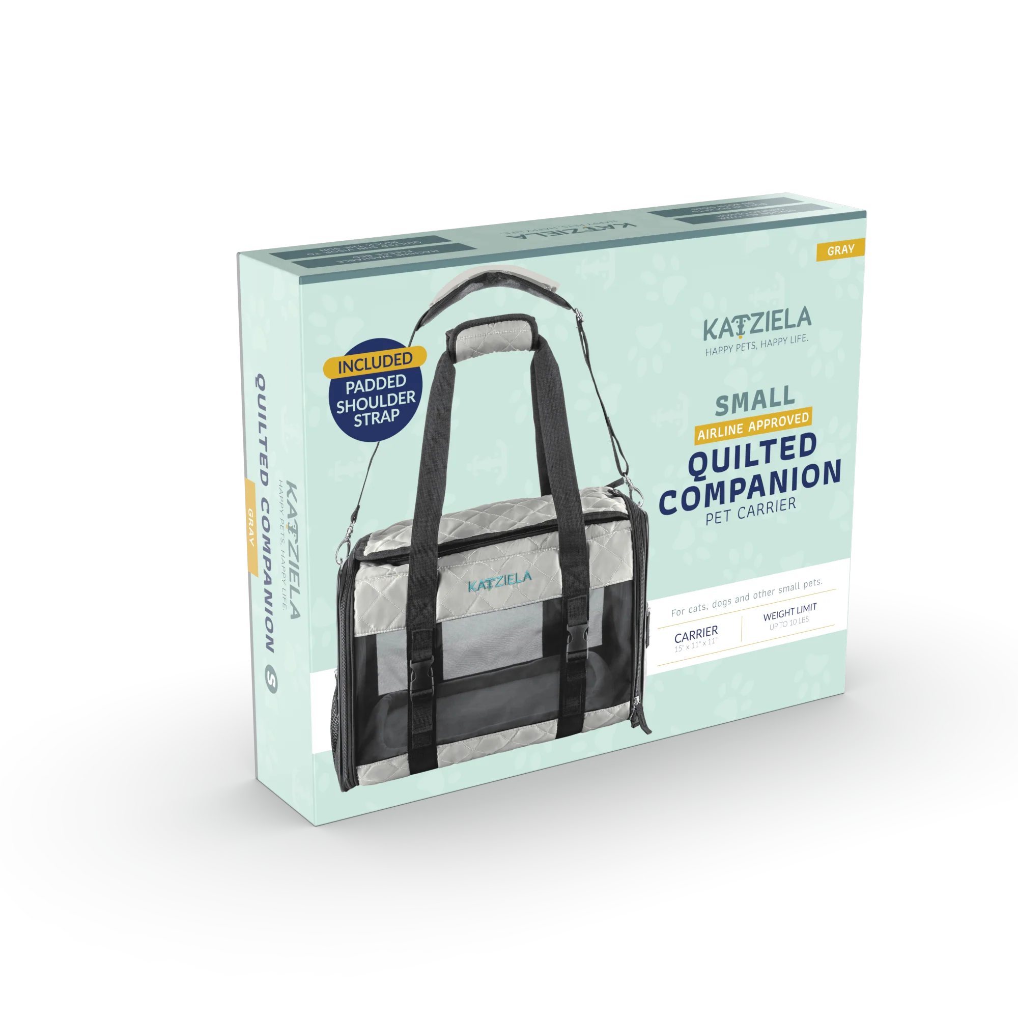 Katziela Airline Compliant Quilted Companion Cat & Dog Carrier - Gray - Image 9