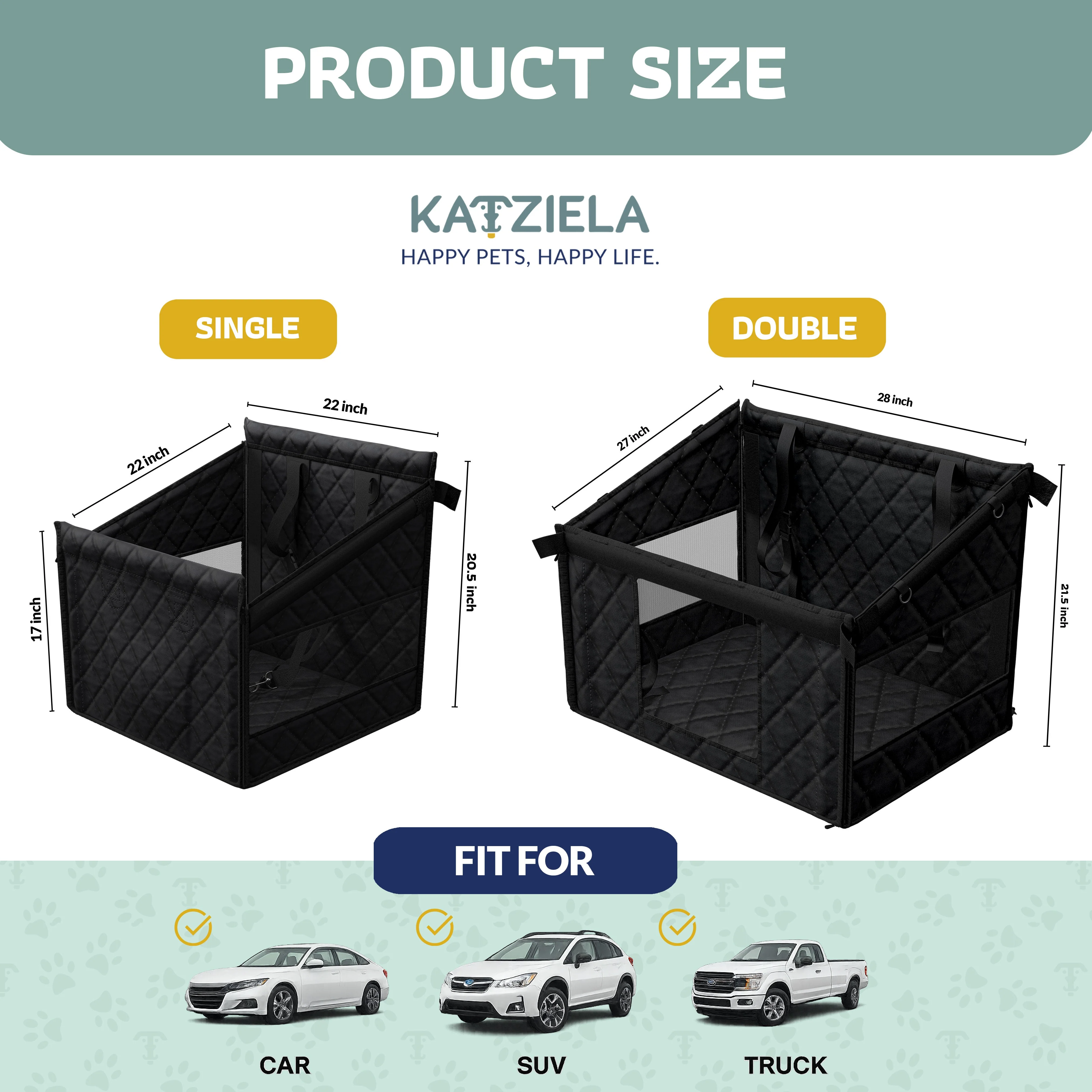 Katziela Dog Back Seat Cover Waterproof Quilted 600D Oxford Fabric, Heavy-Duty Non-Slip Bench Protector for Cars, SUVS & TRUCKS – SINGLE Size, Leaves Space for Passengers. - Image 2