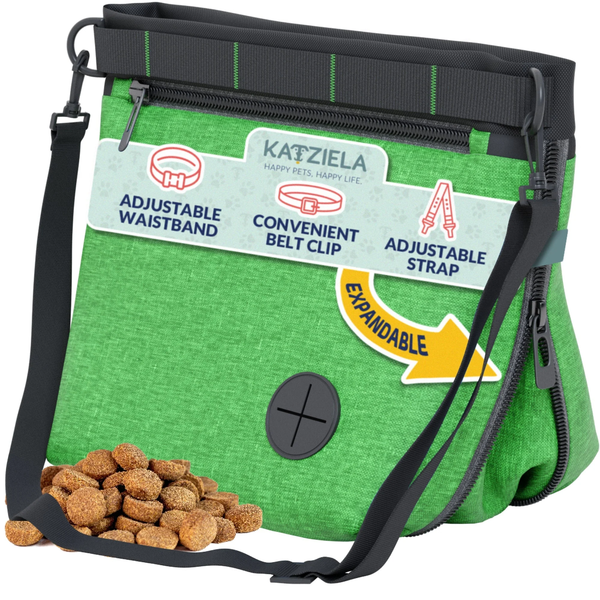 Katziela Expandable Pet Treat Pouch - Hands Free Dog Treat Pouch, Quick Access Magnet Closure - Anti Spill Dog Treat Bag - Treat Pouches for Pet Training, Adjustable Shoulder Strap & Belt Clip - Image 17