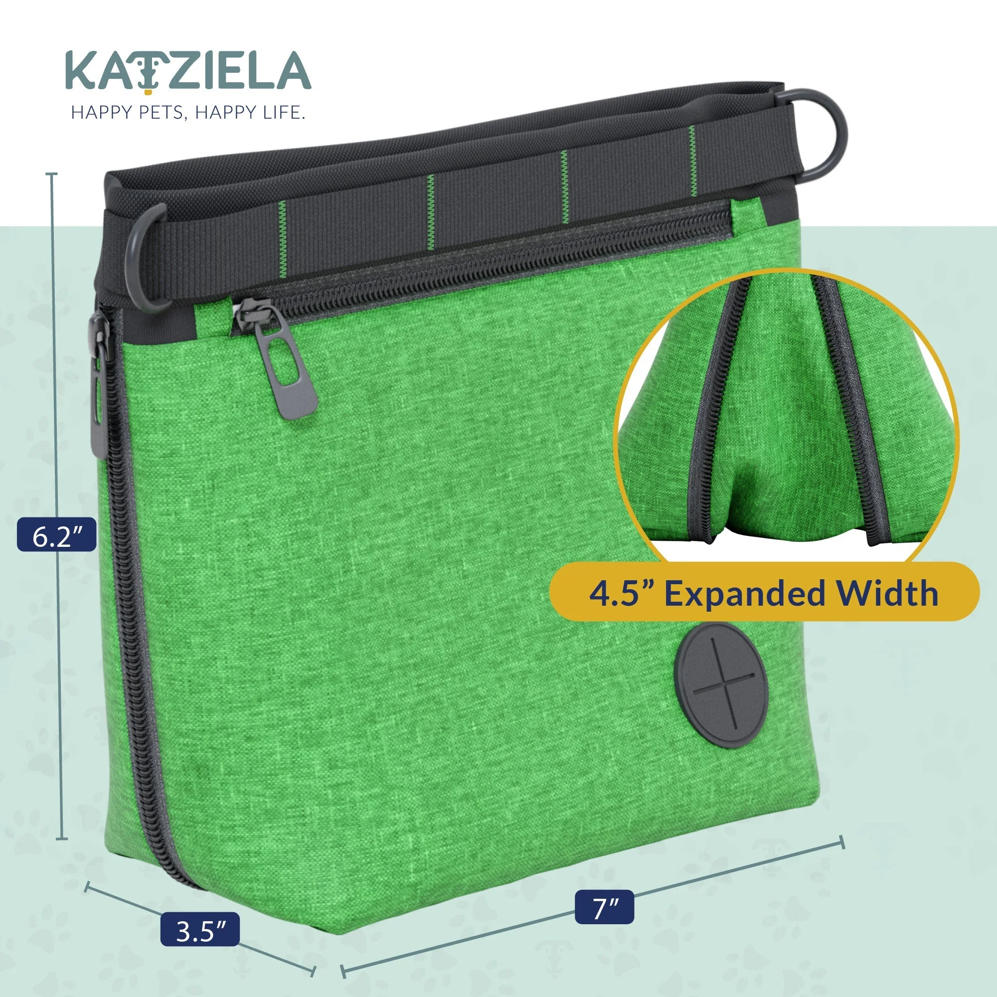Katziela Expandable Pet Treat Pouch - Hands Free Dog Treat Pouch, Quick Access Magnet Closure - Anti Spill Dog Treat Bag - Treat Pouches for Pet Training, Adjustable Shoulder Strap & Belt Clip - Image 18
