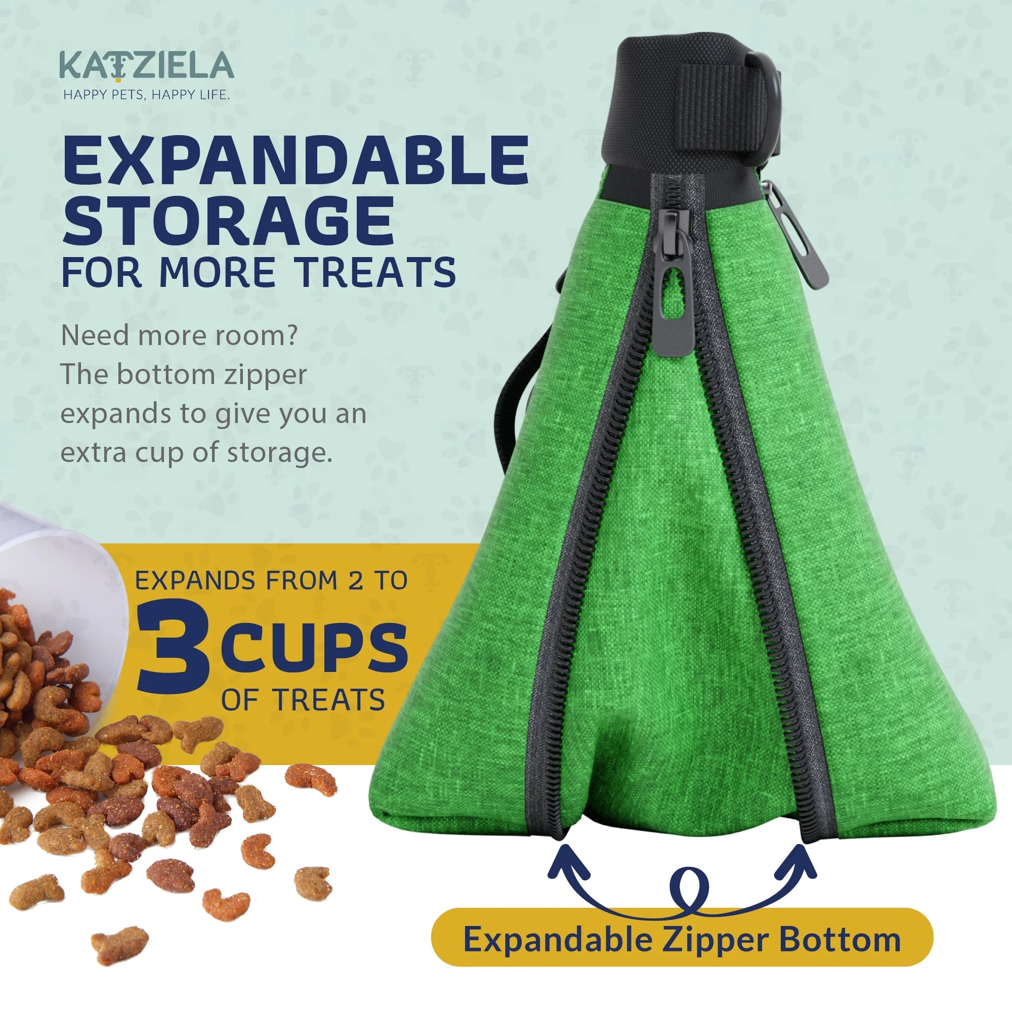 Katziela Expandable Pet Treat Pouch - Hands Free Dog Treat Pouch, Quick Access Magnet Closure - Anti Spill Dog Treat Bag - Treat Pouches for Pet Training, Adjustable Shoulder Strap & Belt Clip - Image 20