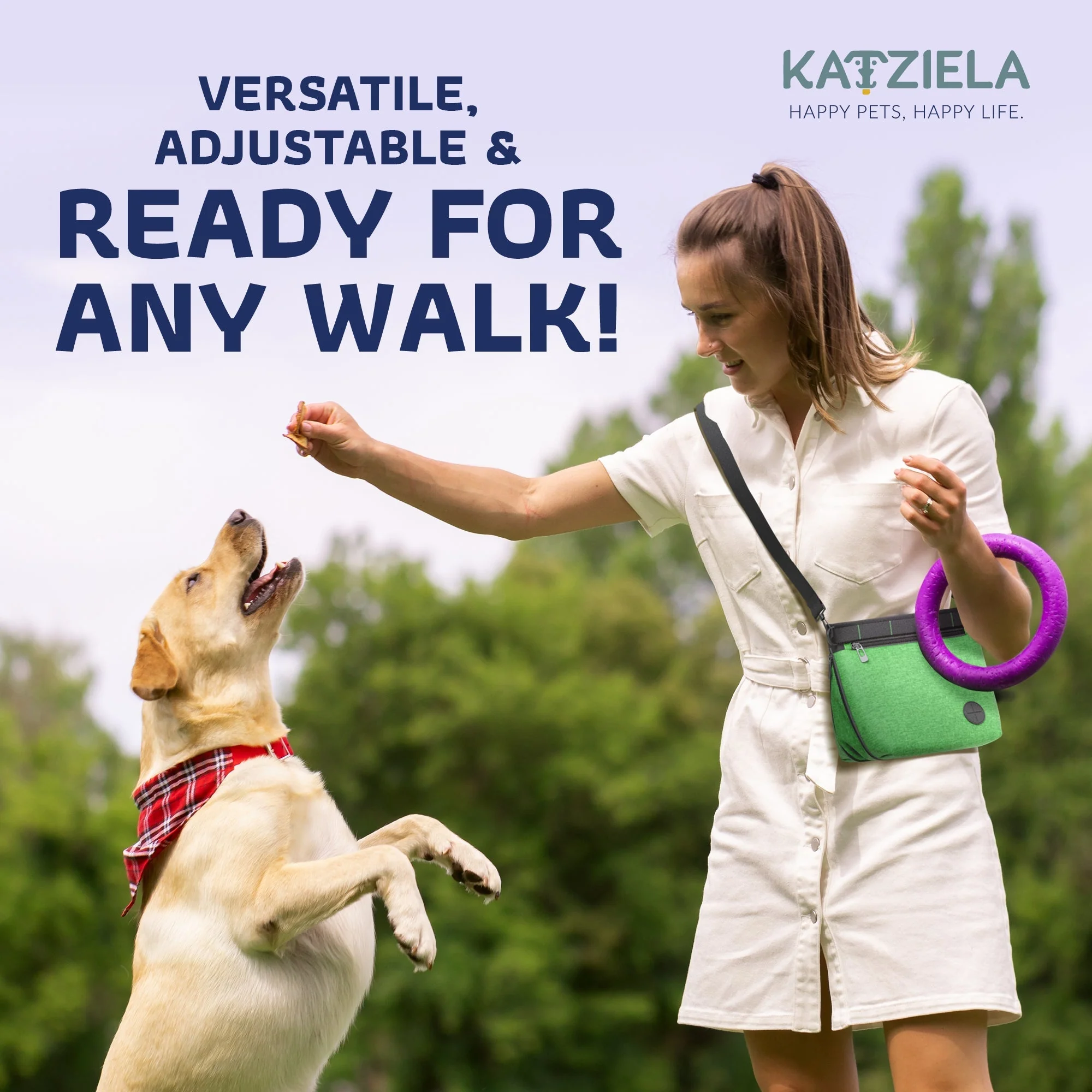 Katziela Expandable Pet Treat Pouch - Hands Free Dog Treat Pouch, Quick Access Magnet Closure - Anti Spill Dog Treat Bag - Treat Pouches for Pet Training, Adjustable Shoulder Strap & Belt Clip - Image 24